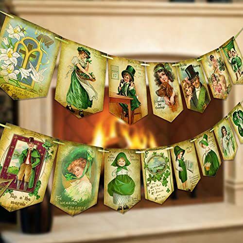 St. Patrick s Day Decorations -Vintage St. Patricks Day BannerShamrock Clover