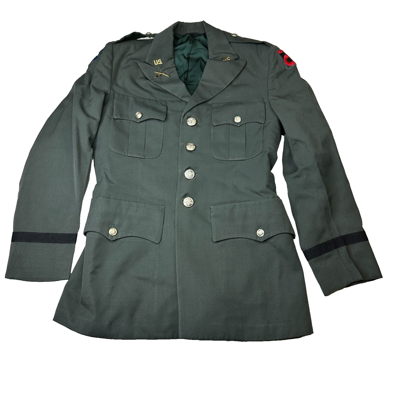 VTG US Military Army Green Coat Dress Blazer Jacket Uniform Mens Beckers