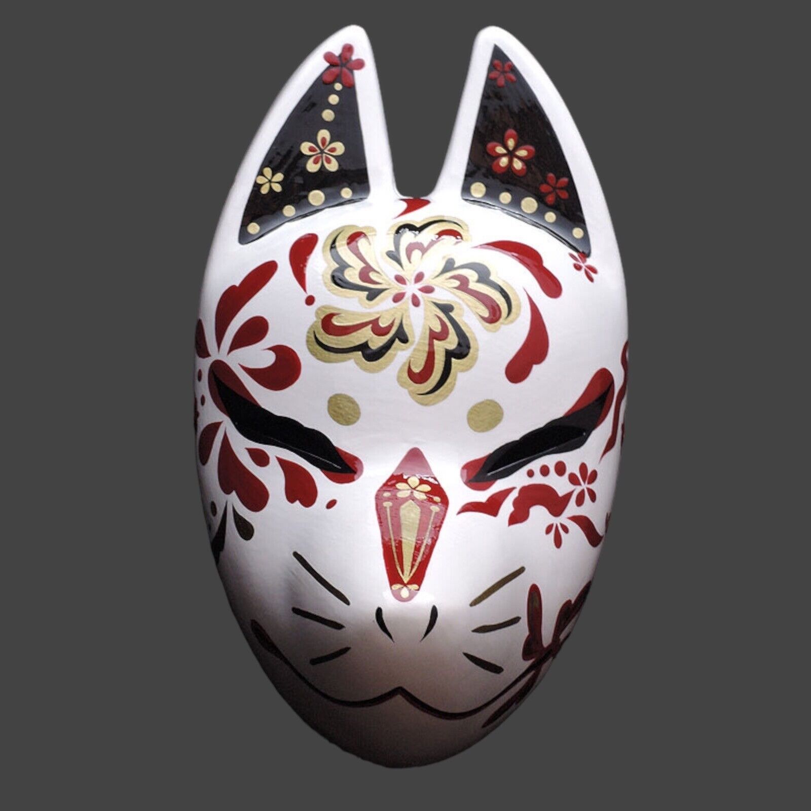 Japanese Fox Mask Shuka Kitsune Komendo dance Face Hand Painted Cosplay Handmade