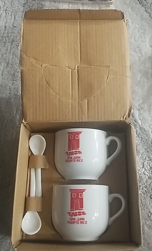 San Juan Puerto  Rico Coffee Cups With Spoons 