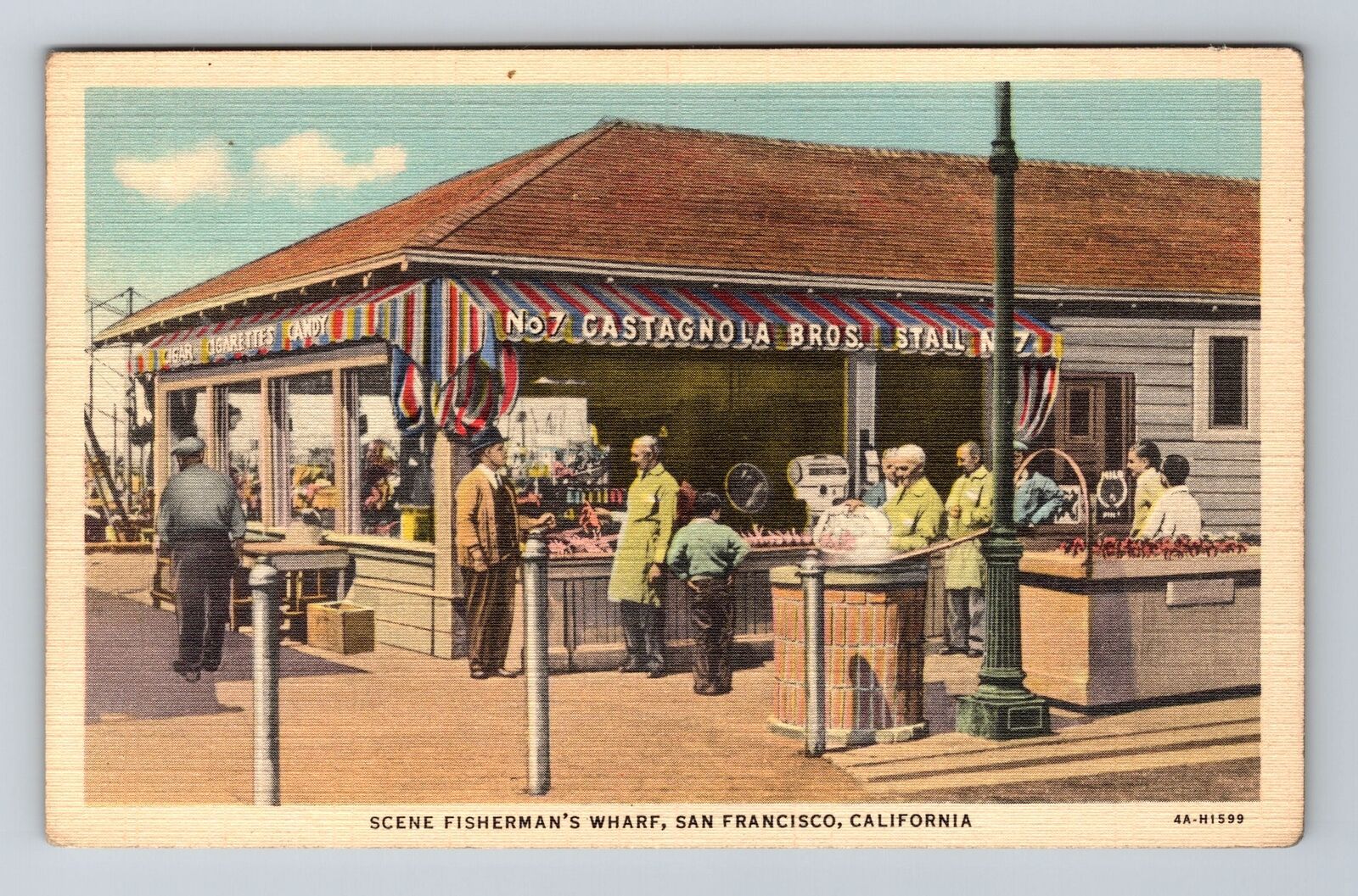 San Francisco CA-California, Scenic Fisherman\'s Wharf, Antique Vintage Postcard