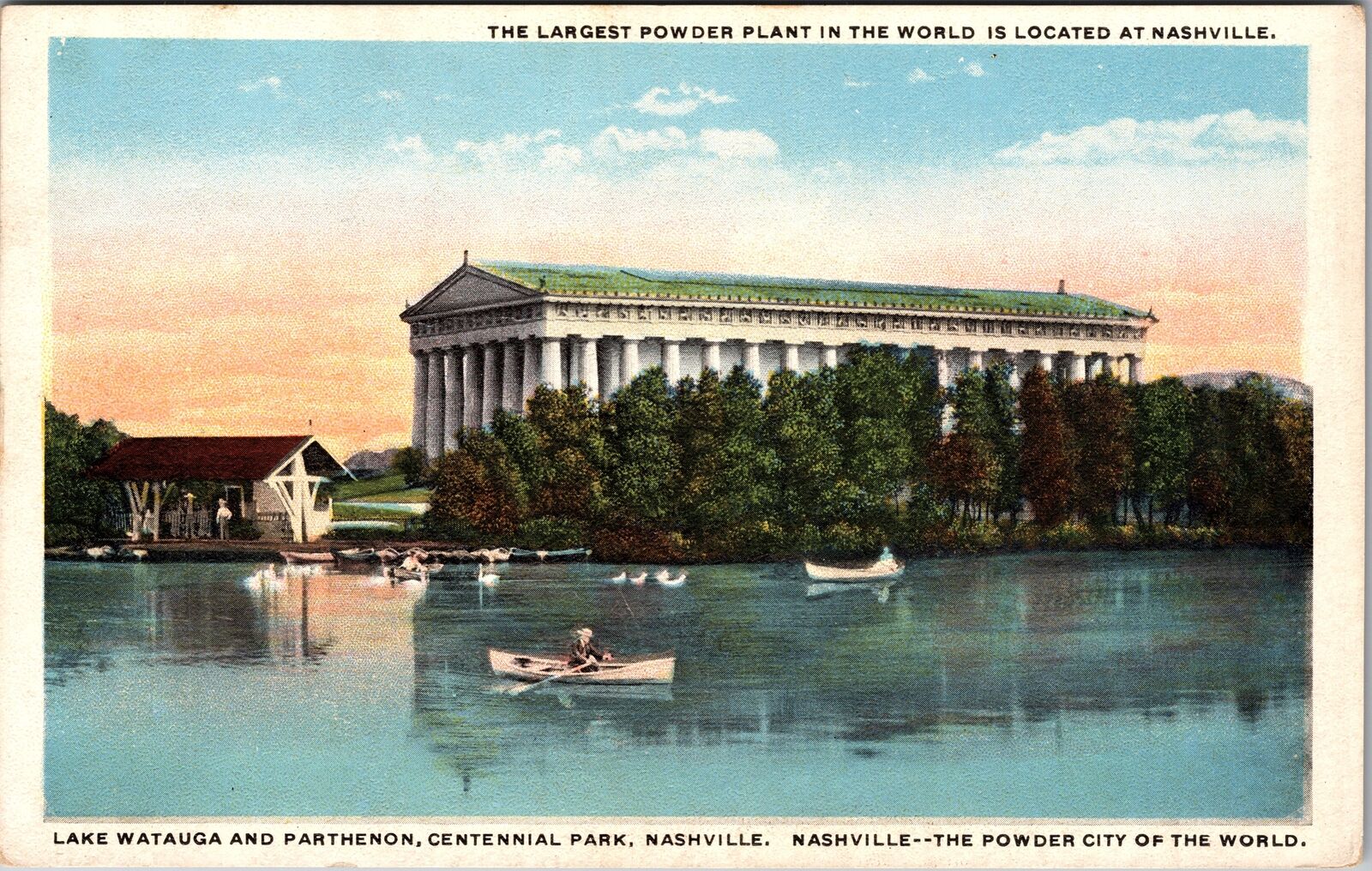 Nashville TN-Tennessee, Lake Watauga & Parthenon, Vintage Postcard