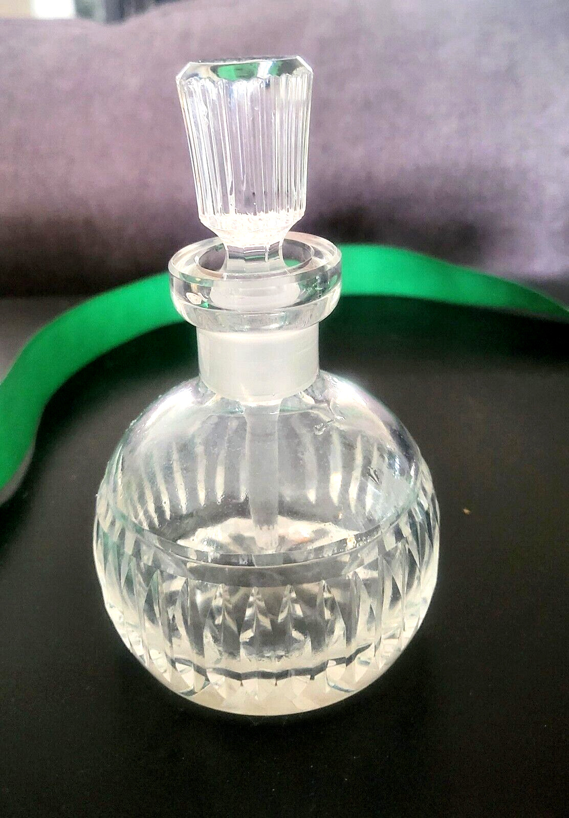 Vintage Waterford Clear Cut Crystal Perfume Bottle W/Dauber Stopper Signed