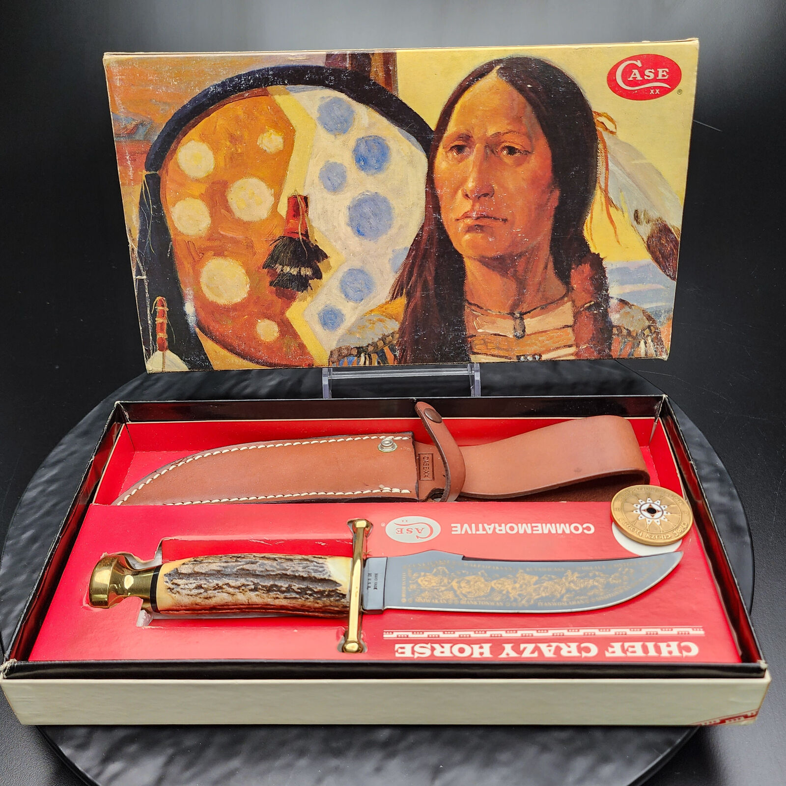 Case XX Chief Crazy Horse Stag Kodiak Knife & Sheath - Mint in Box, No Key 🔪