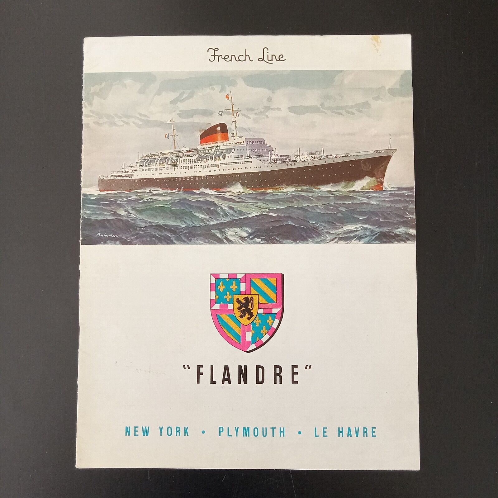 SS FLANDRE French Line Cruise Brochure c.1952 New York Le Havre Service
