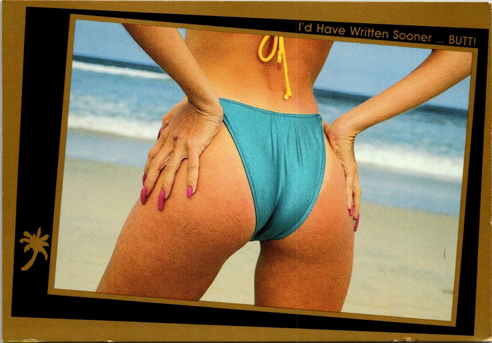 I\'d Have Written Sooner  Butt California Girl Postcard Risque Ocean 90\'s 80\'s