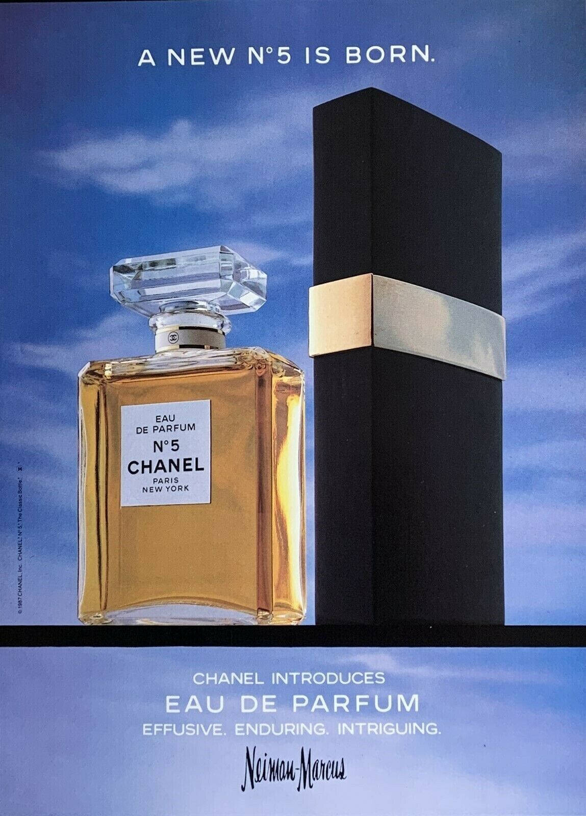 1987 CHANEL N°5 Eau de Parfum A New N°5 is Born Vintage PRINT AD