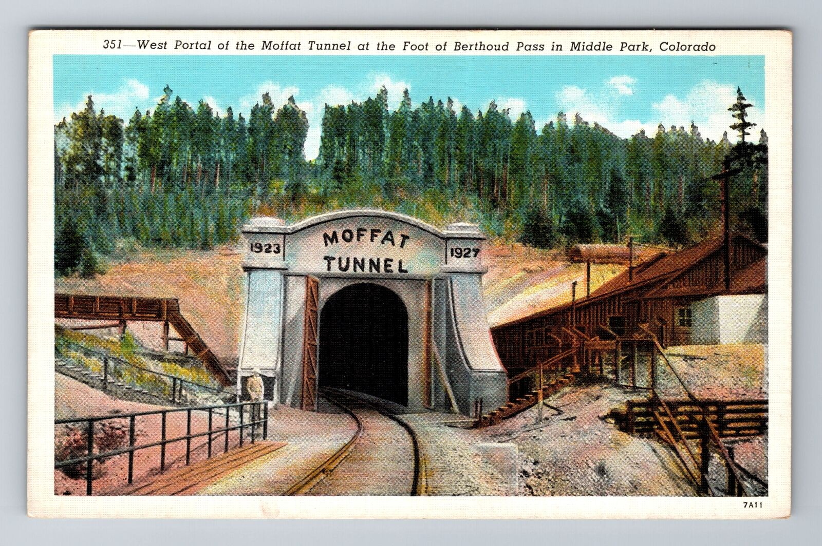 Middle Park CO-Colorado, West Portal Of Moffat Tunnel, Antique Vintage Postcard