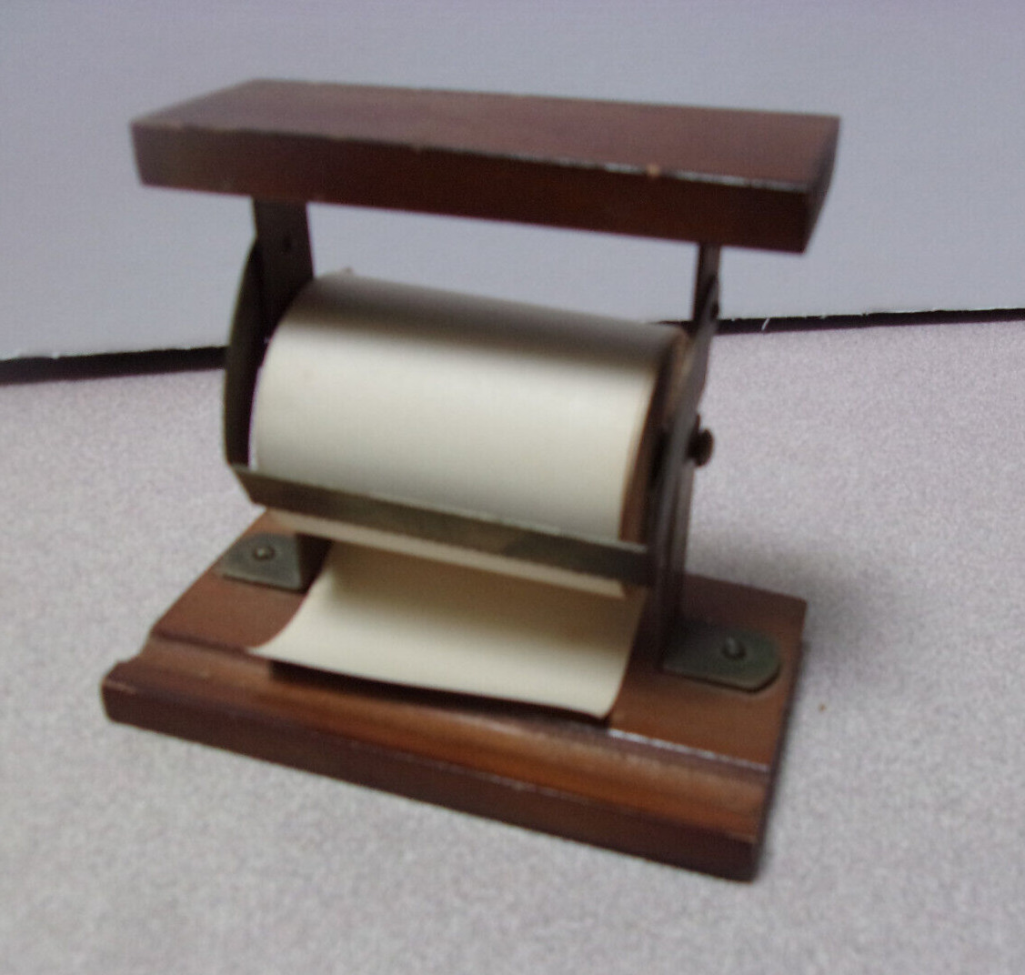 Vintage Mini Countertop Desktop Wooden Receipt Paper Roll Note Holder Tear Strip