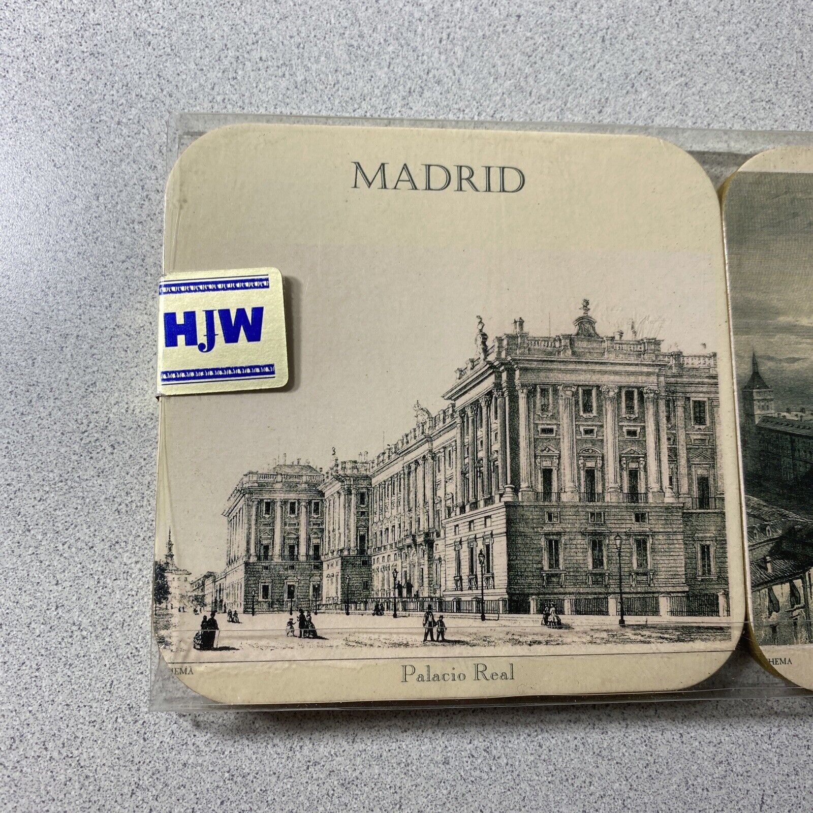 MfH Vintage Architectural Art Deco coaster set/6 Madrid Spain NIB Made In EU