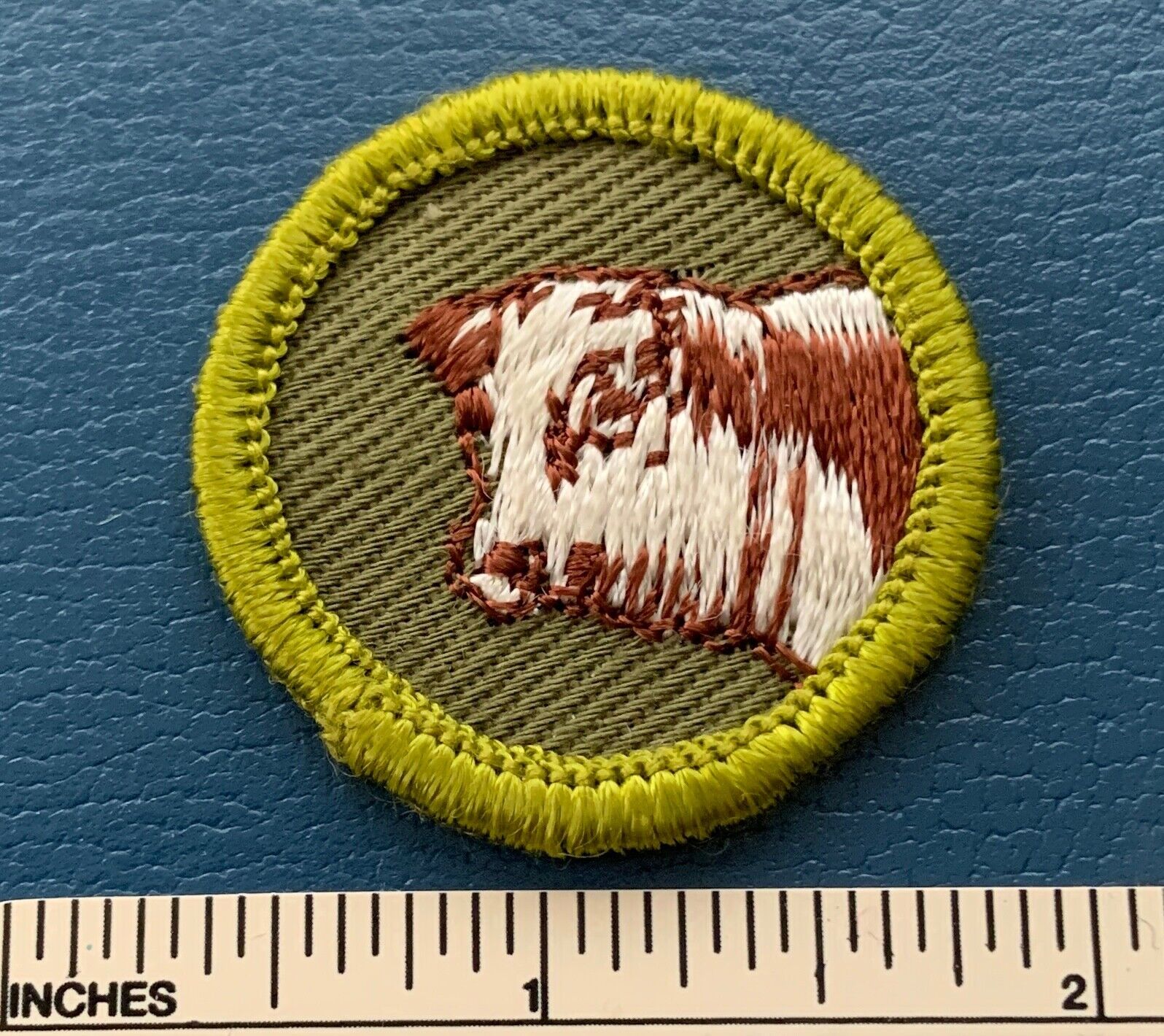 Vintage BEEF PRODUCTION Boy Scout Merit Badge PATCH Twill BSA Uniform Sash