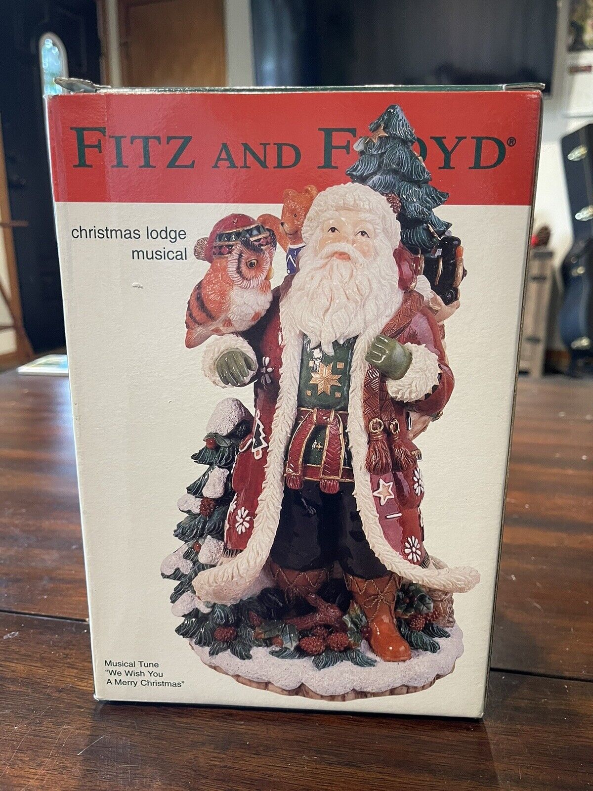 Fitz and Floyd We Wish You A Merry Christmas Owl Critters Santa Musical Figure