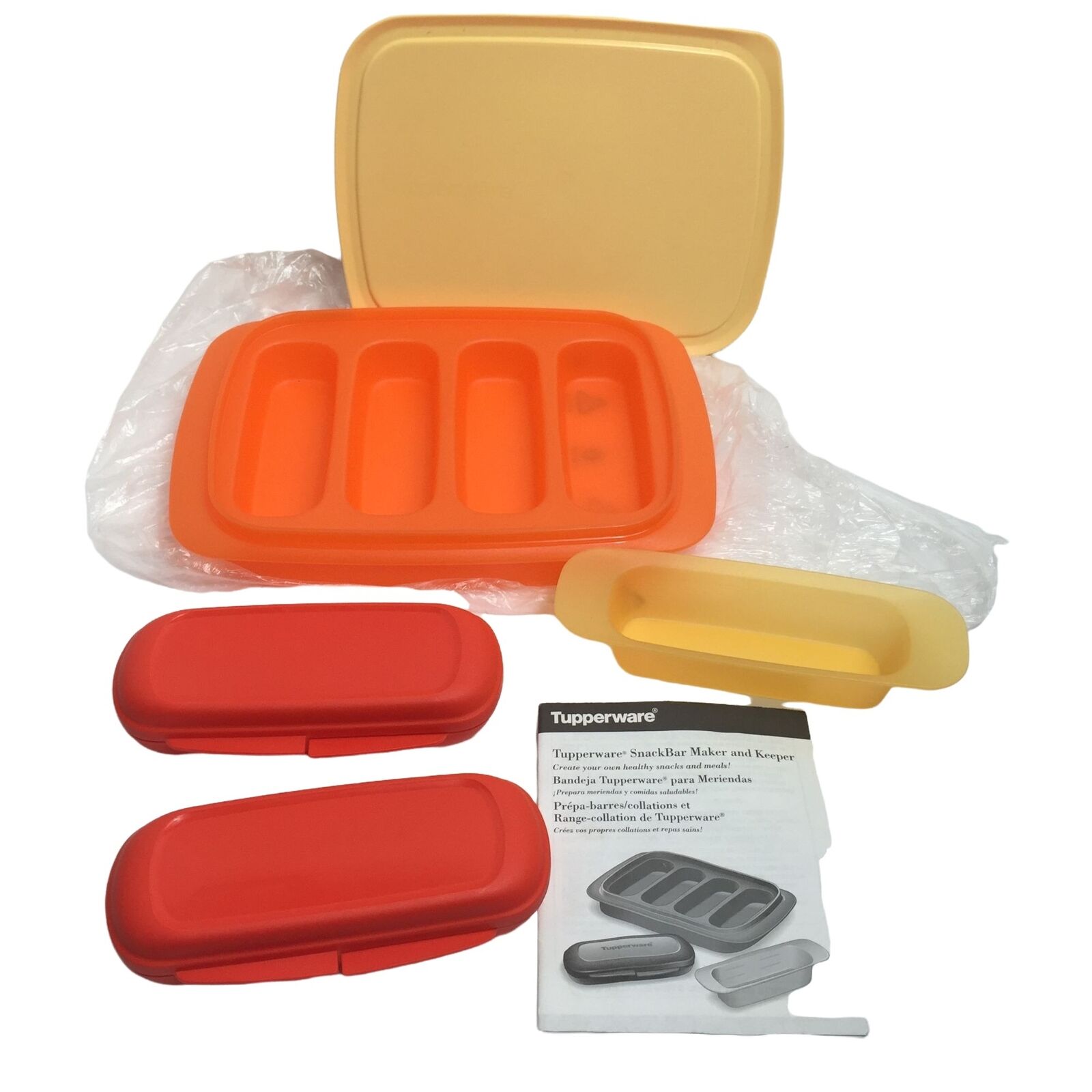 NEW Tupperware Granola Snack Bar Maker & Keepers Orange and Yellow