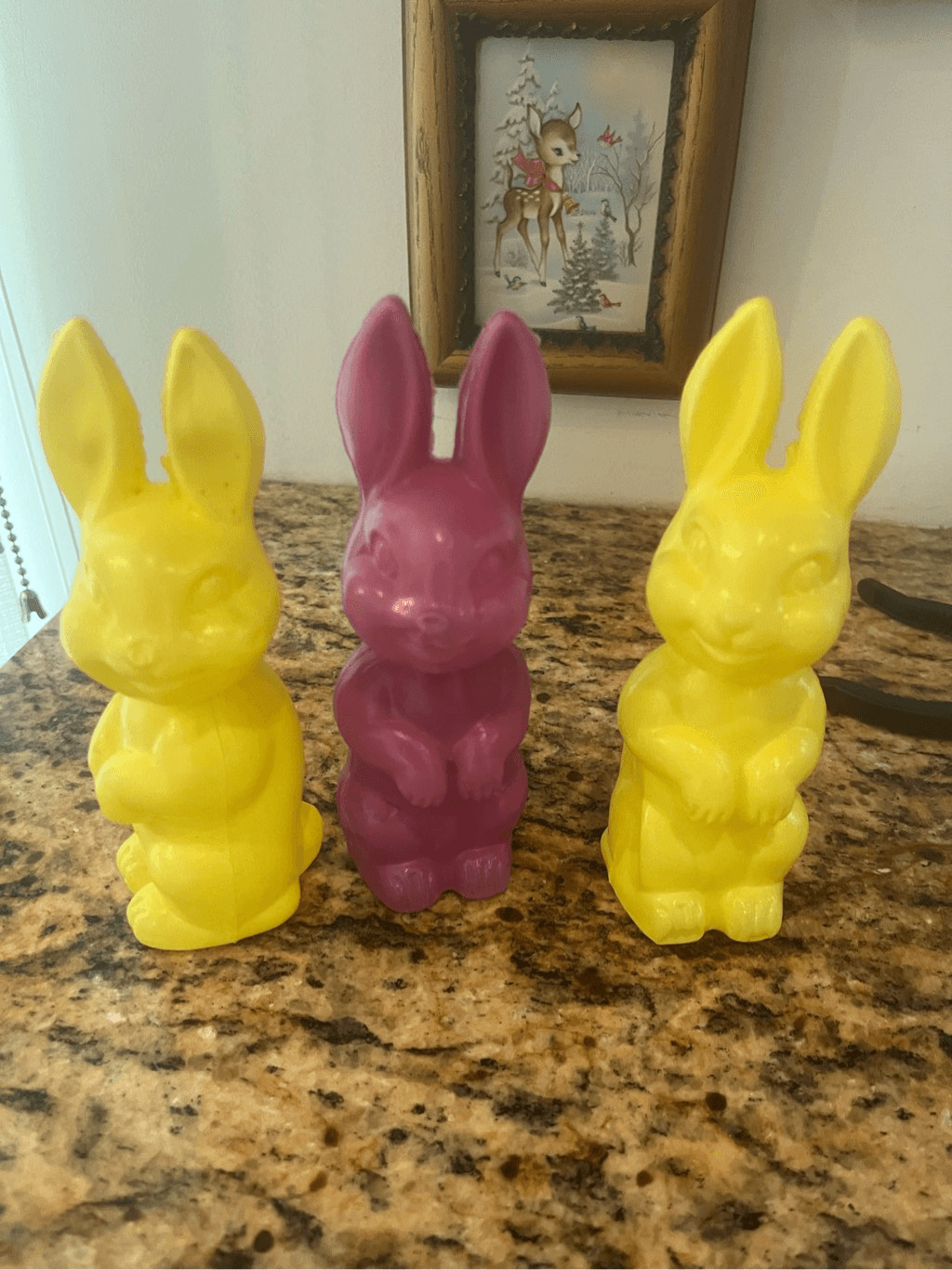 Vintage lot of 3 candy container bunny rabbits kitsch plastic easter
