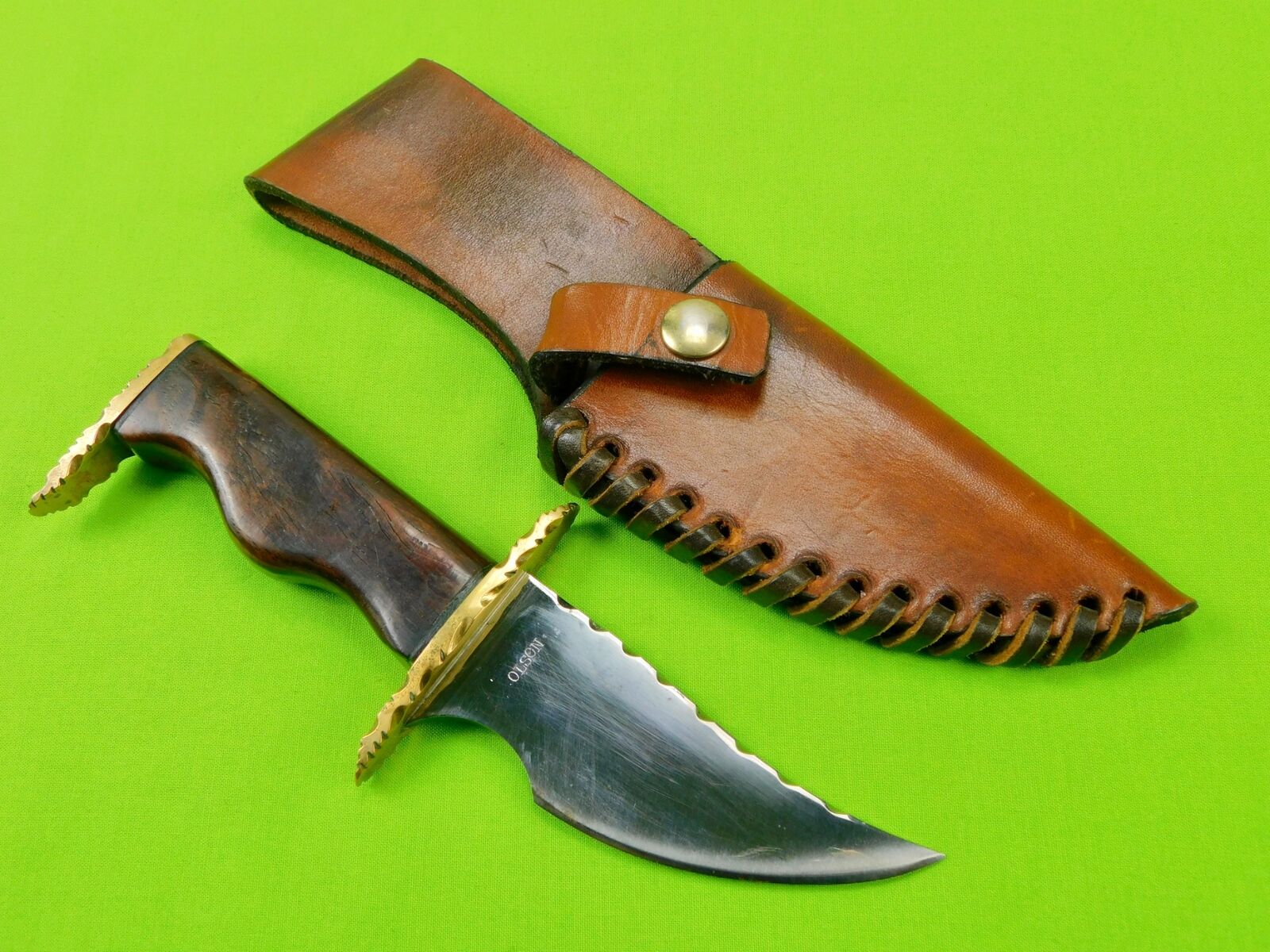  Vintage US Custom Made Olson Skinner Knife w/ Sheath