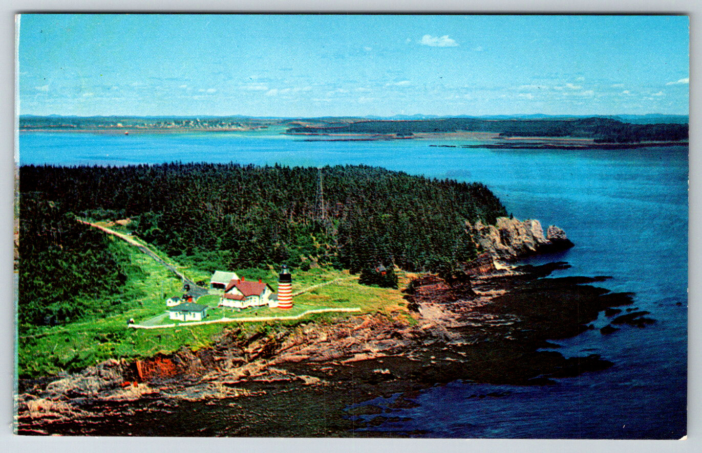 c1960s West Quoddy Light Maine Lighthouse Canada Vintage Postcard
