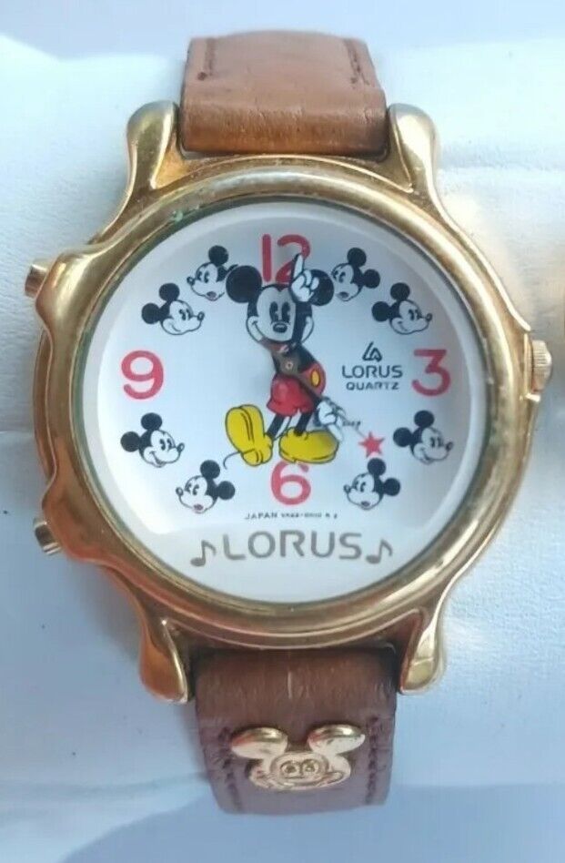 Vintage Lorus Disney Mickey Animated Musical Watch by Seiko V422-0010 Gold Case