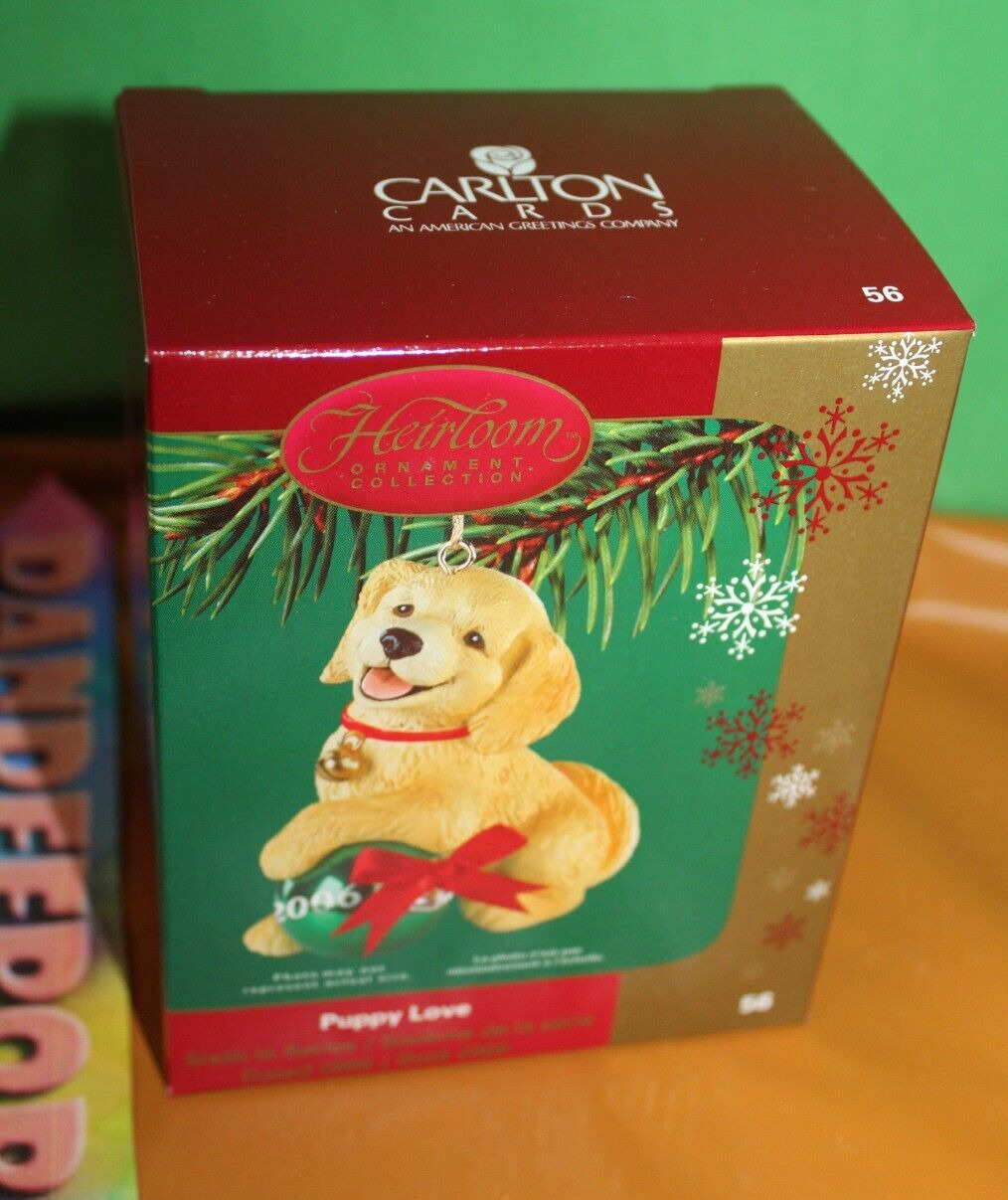 Carlton Heirloom Puppy Love Golden Retriever Christmas Holiday Ornament 2006 56