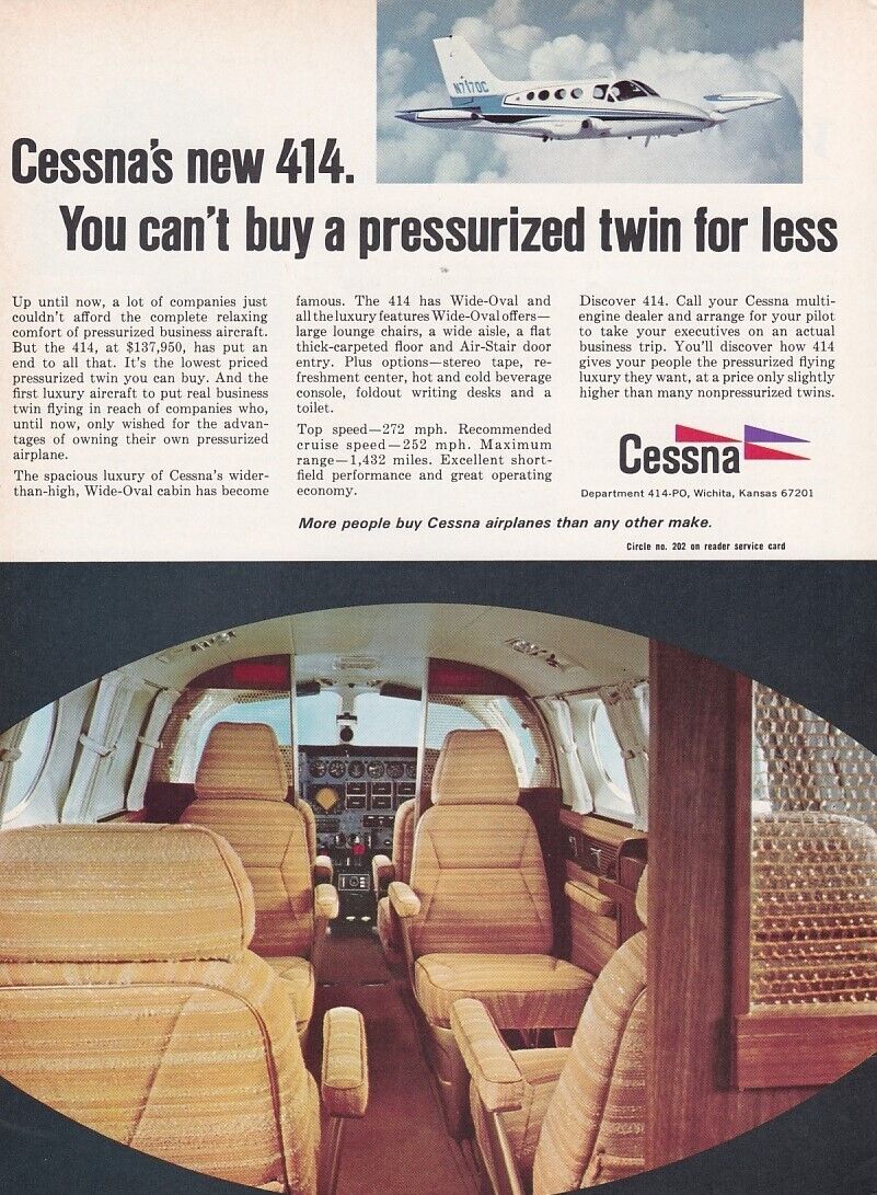 1970 Cessna 414 Chancellor Aircraft ad 10/26/2023a