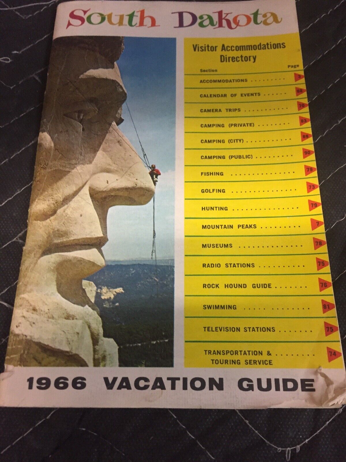 1966 South Dakota Vacation Guide Accommodations Directory/Brochure