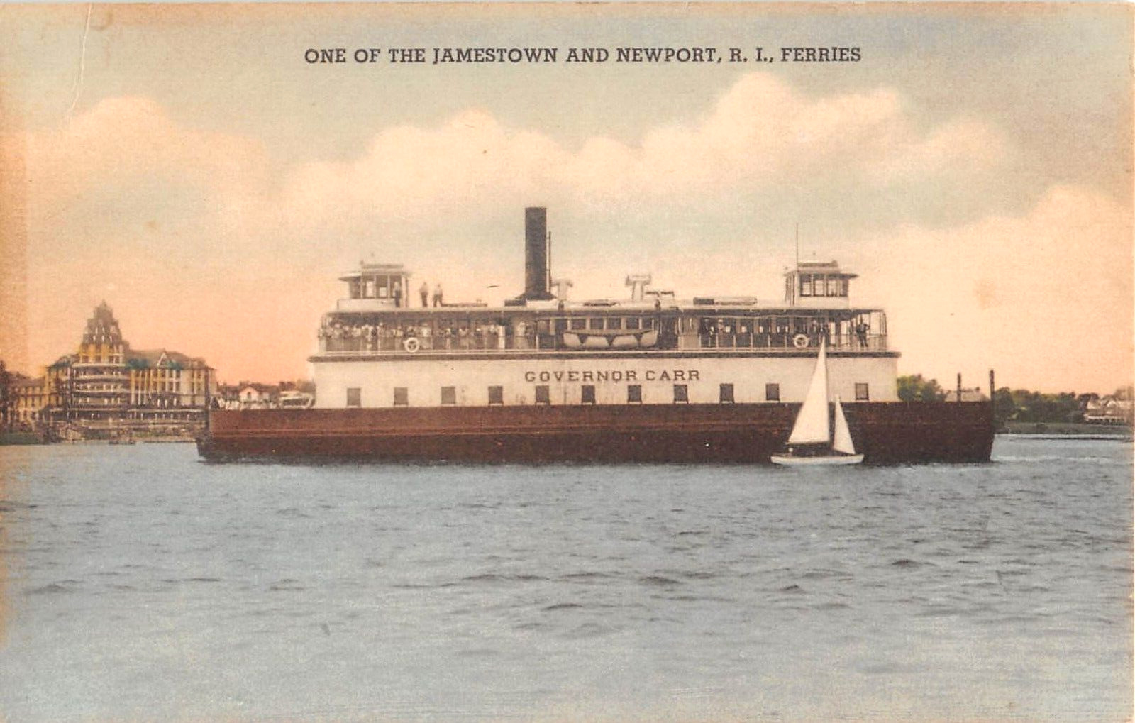 1930\'s? Ferry Governor Carr Jamestown RI post card