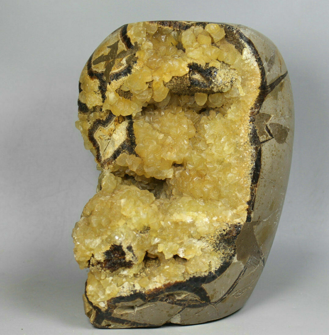 4.04 lb Natural Polished DRAGON SEPTARIAN Calcite GEODE Crystal Quartz Standup