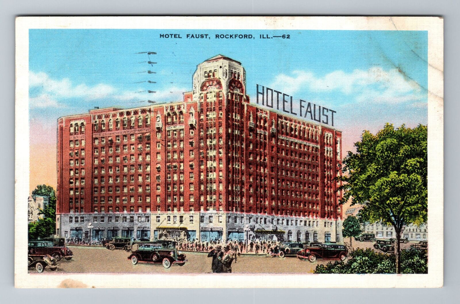 Rockford IL-Illinois, Crowd at Hotel Faust, c1937, Vintage Postcard