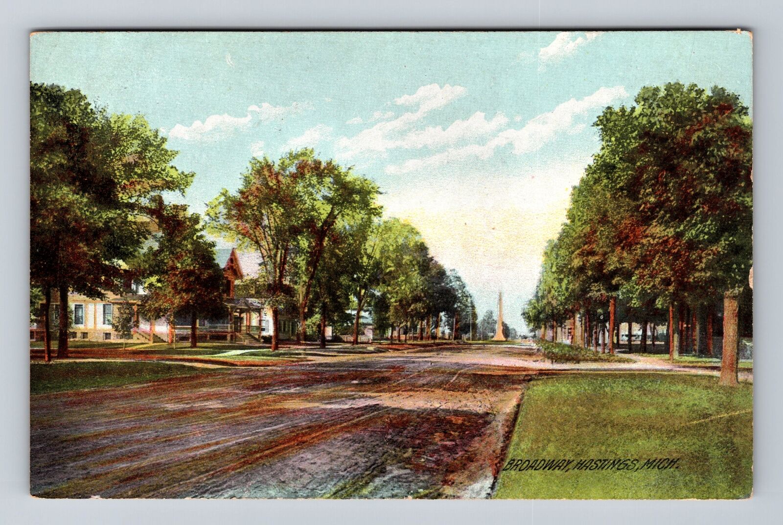 Hastings MI-Michigan, Scenic View Of Broadway, Antique, Vintage Postcard