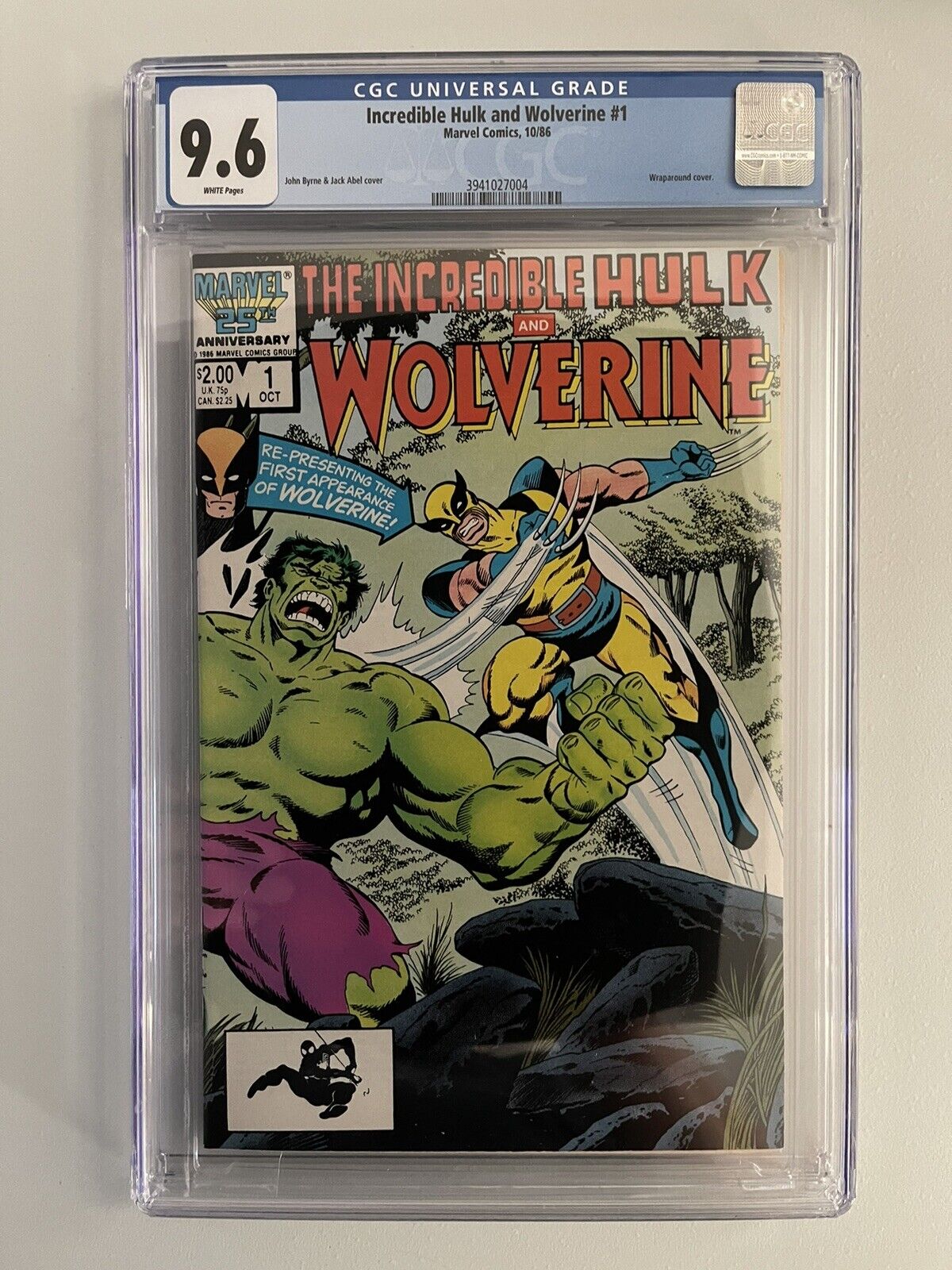 INCREDIBLE HULK AND WOLVERINE #1  ***CGC 9.6 NM  ***WHITE PAGES***  MARVEL 1986