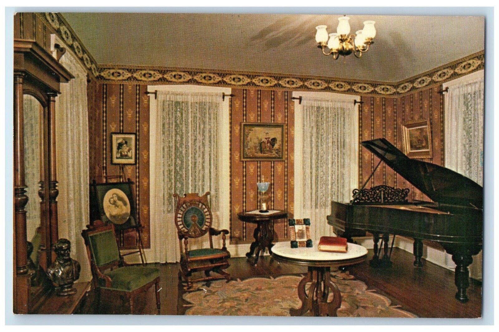 c1960 Formal Parlor Wildwood Period House Piano Nebraska City Nebraska Postcard