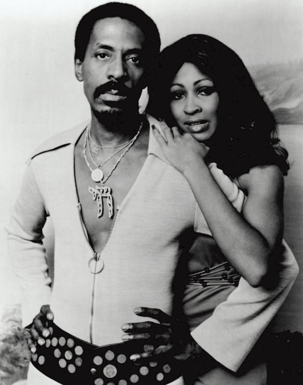 Black and White Photo Tina Turner and Ike 1974   8x10 Reprint  A-16