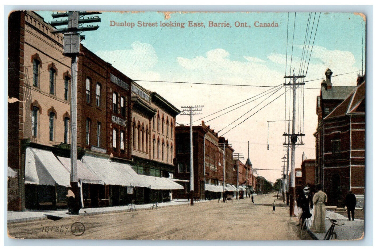 1911 Dunlop Street Looking East Barrie Ontario Canada Posted Postcard