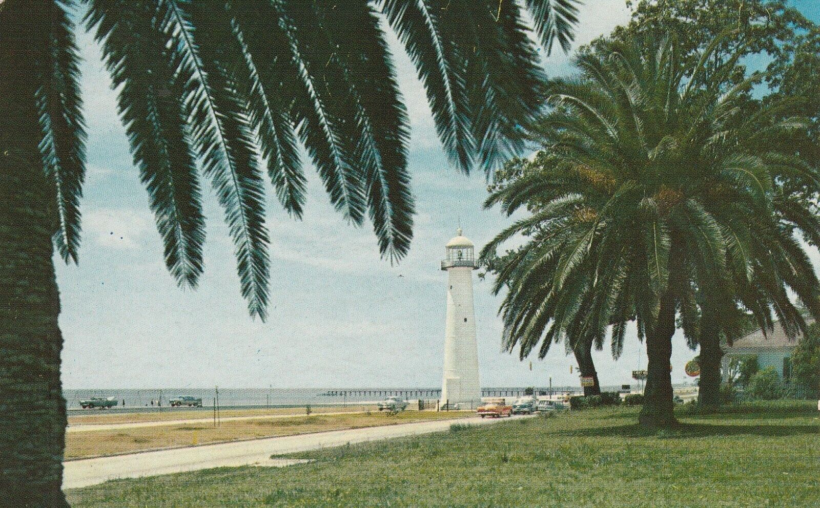 Vintage Postcard Lighthouse Gulf Coast Landmark Biloxi MS Deep South 1960