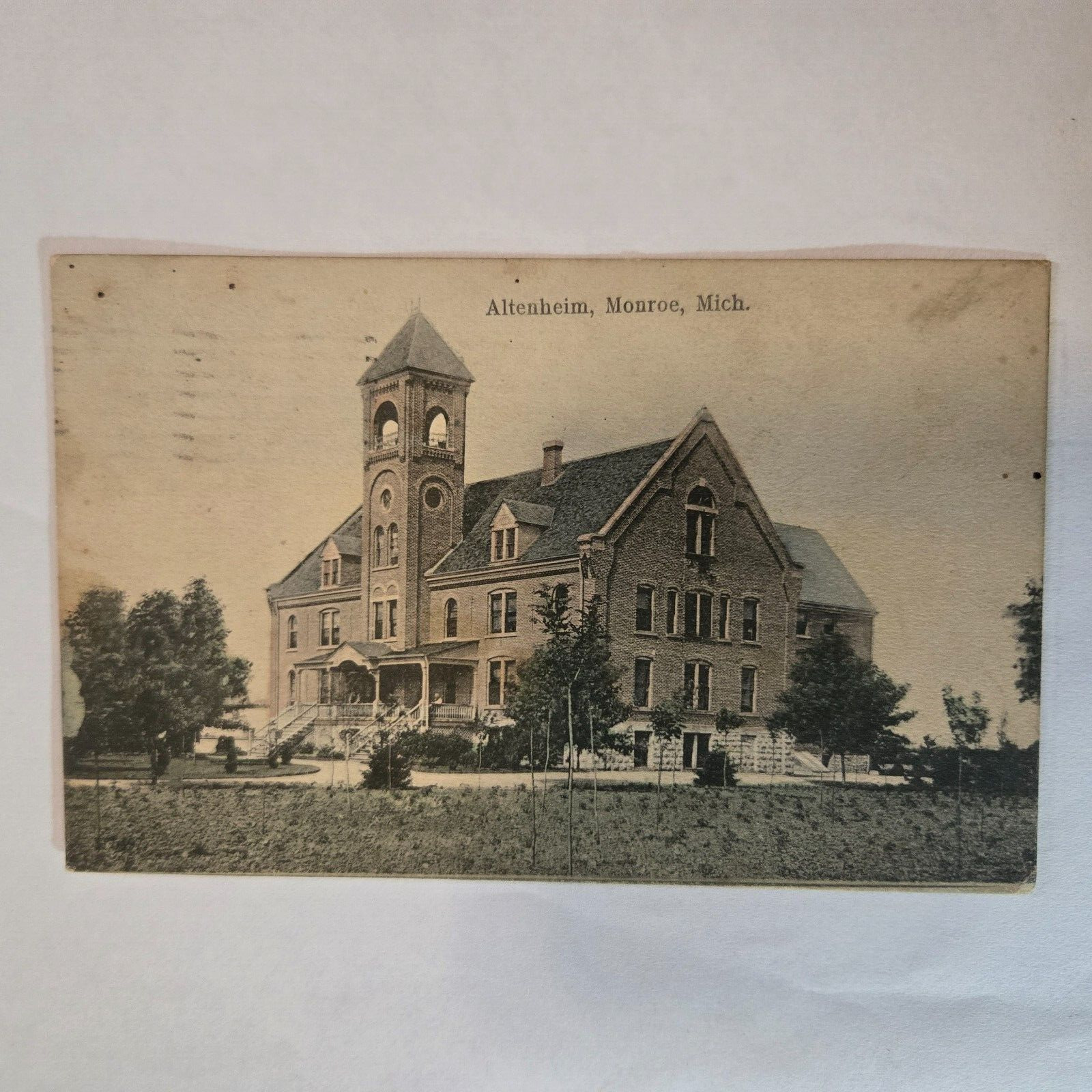Altenheim Monroe MI Postcard mailed 1907 to Vassar MI