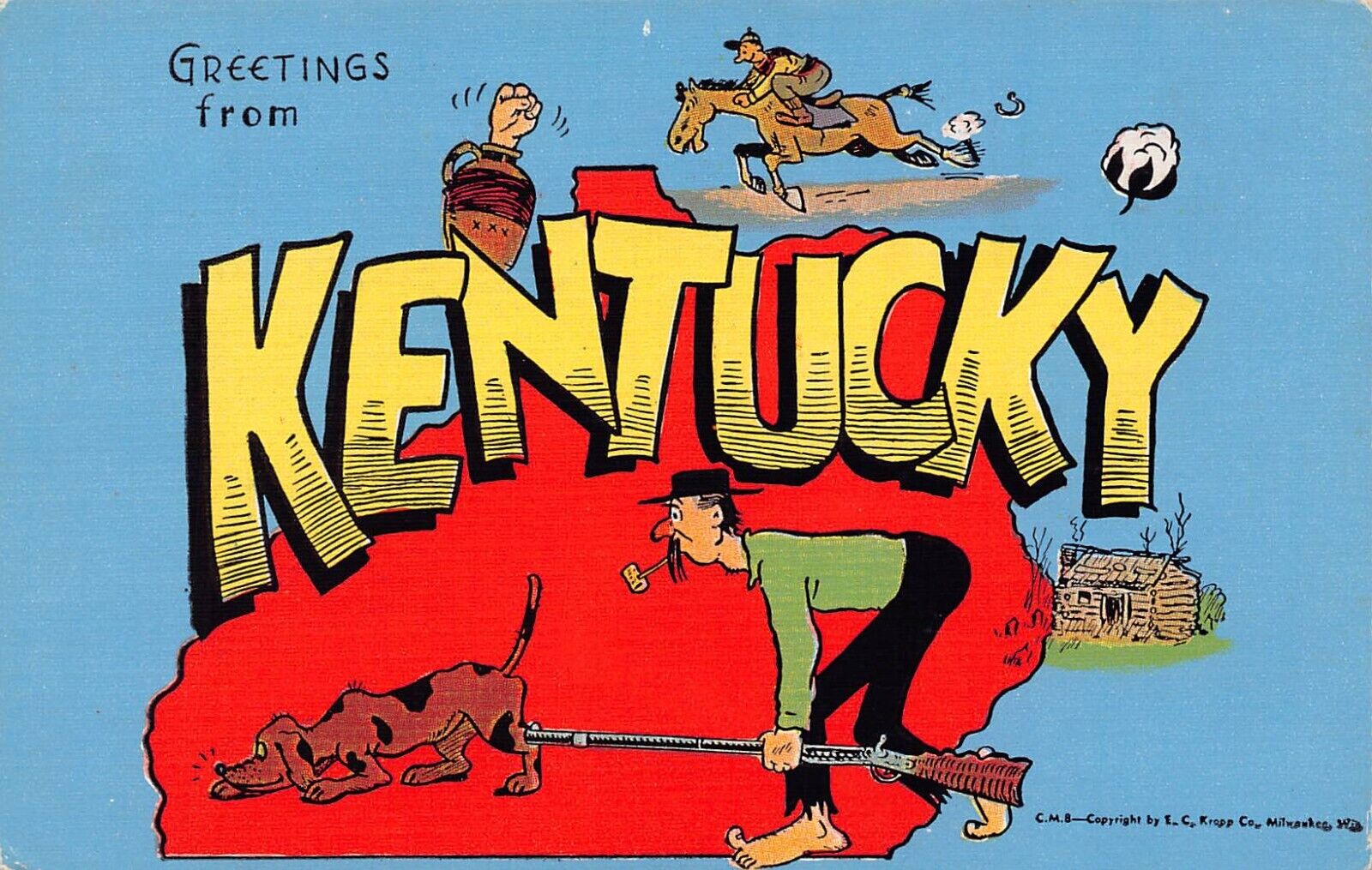 Kentucky KY Greetings From Large Letter 14618N-C.M.8 Linen Postcard