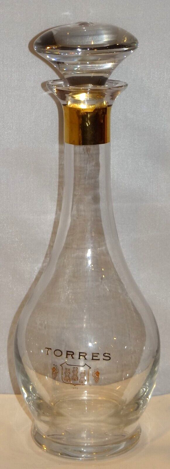 Vintage Torres 1870 Brandy Wine Crystal Decanter Carafe Bottle w Stopper Spanish