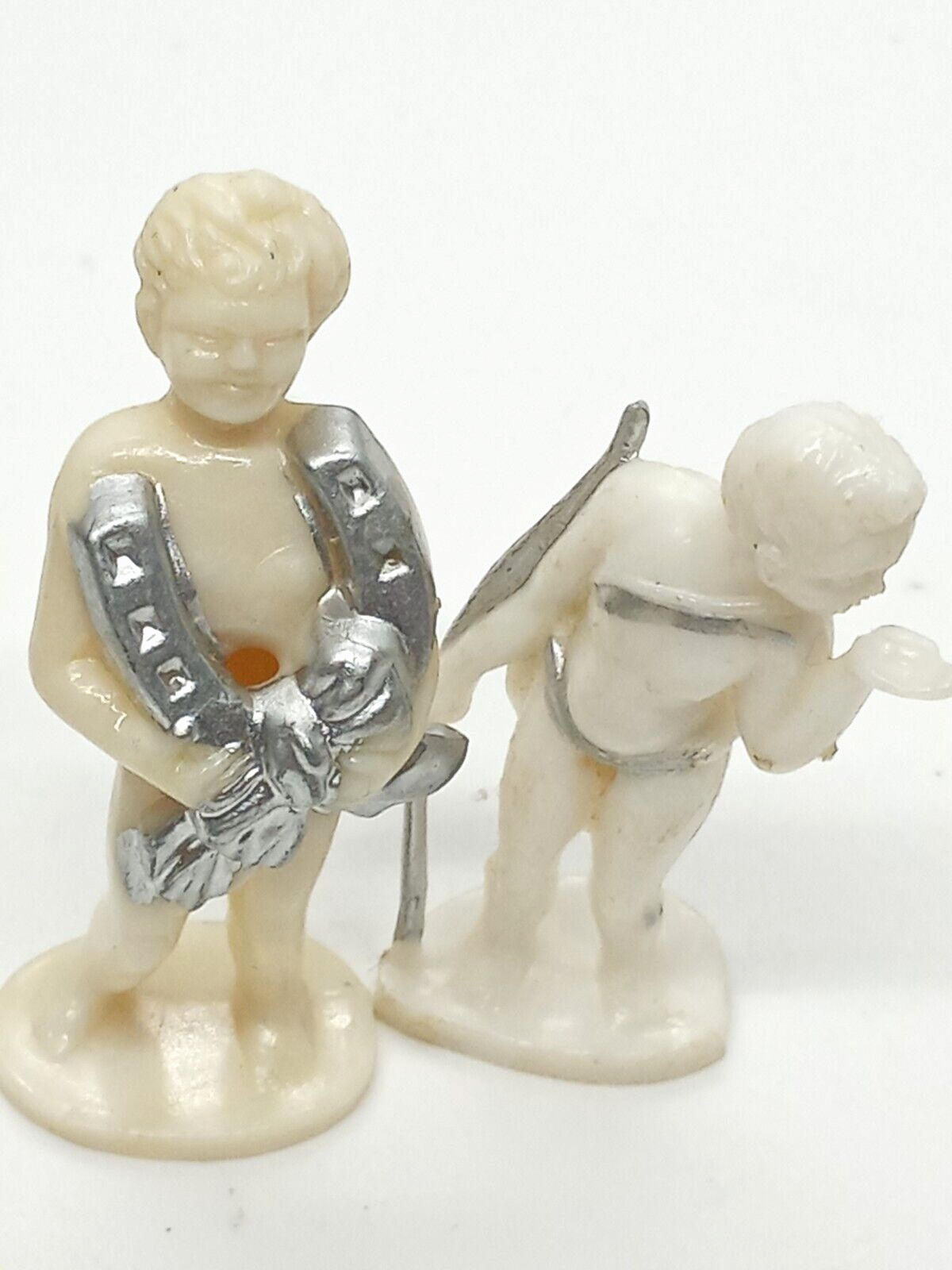 Vintage Miniature of  2 White  Angels Made in Hong Kong Figurines Love Theme