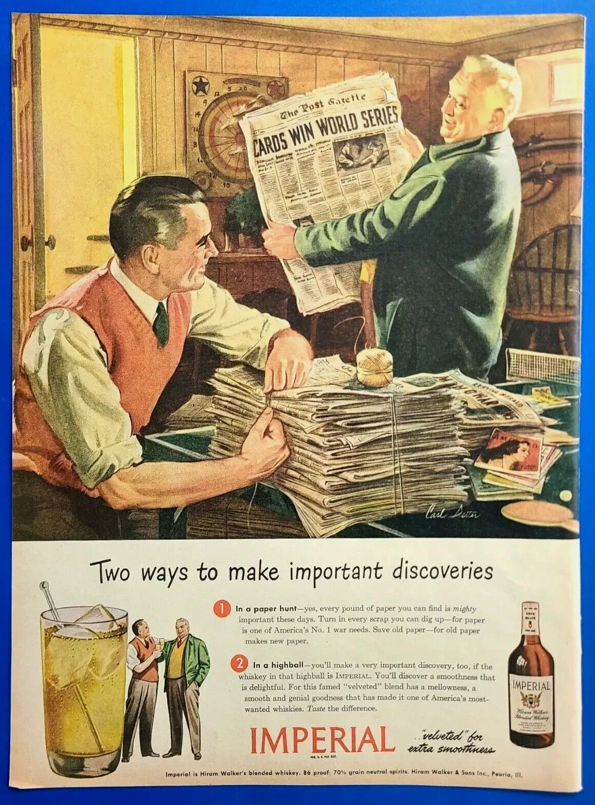 1945 Imperial Hiram Walker\'s Whiskey Vtg 1940\'s Print Ad, Important Discoveries