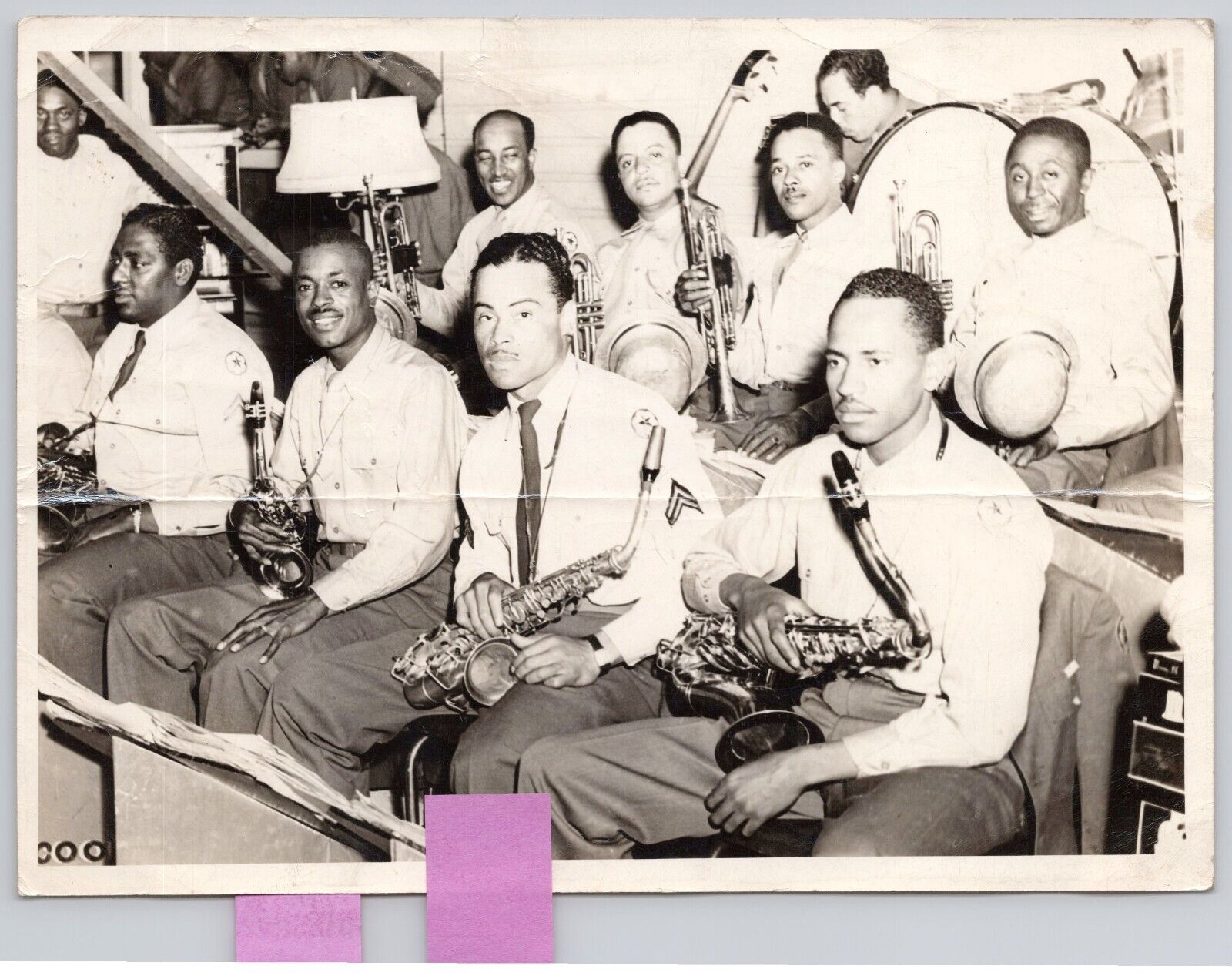 WW2 Black African American Servicemen Musicians Photograph B2-91