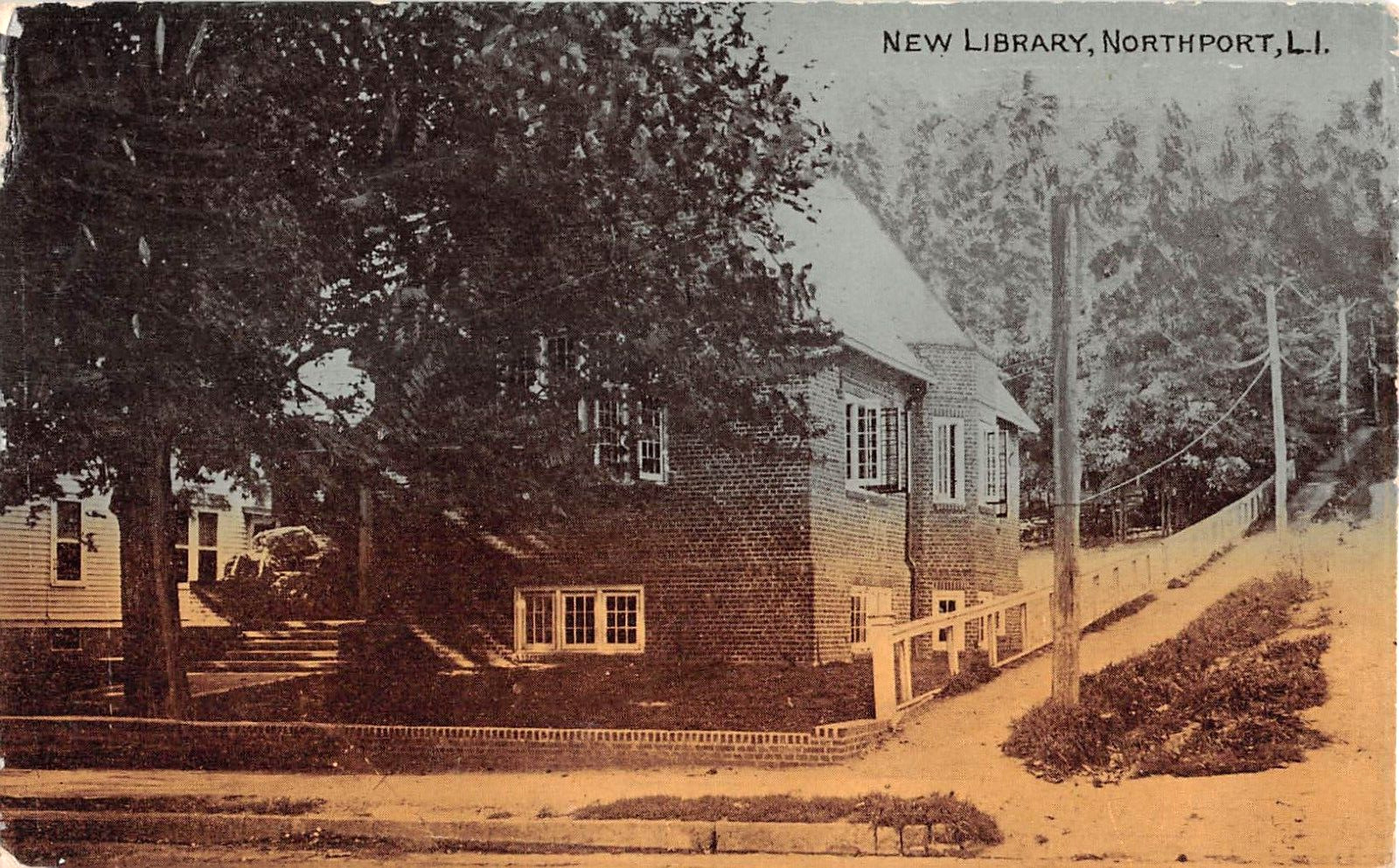 c.1915 New Library Northport LI NY post card