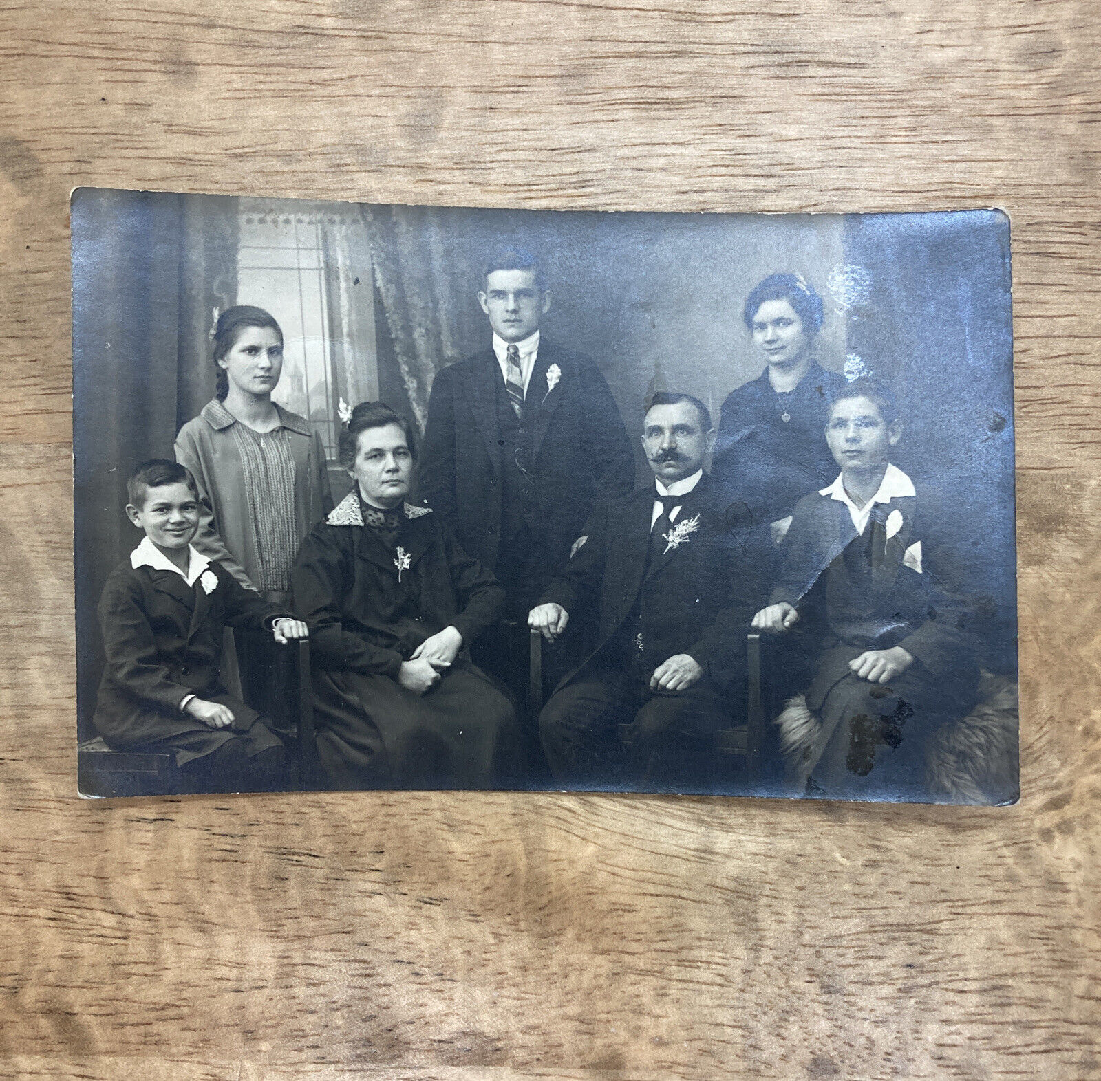 RPPC Real Photo Postcard Large Family Group Unique Damaged As Is Bin#album6