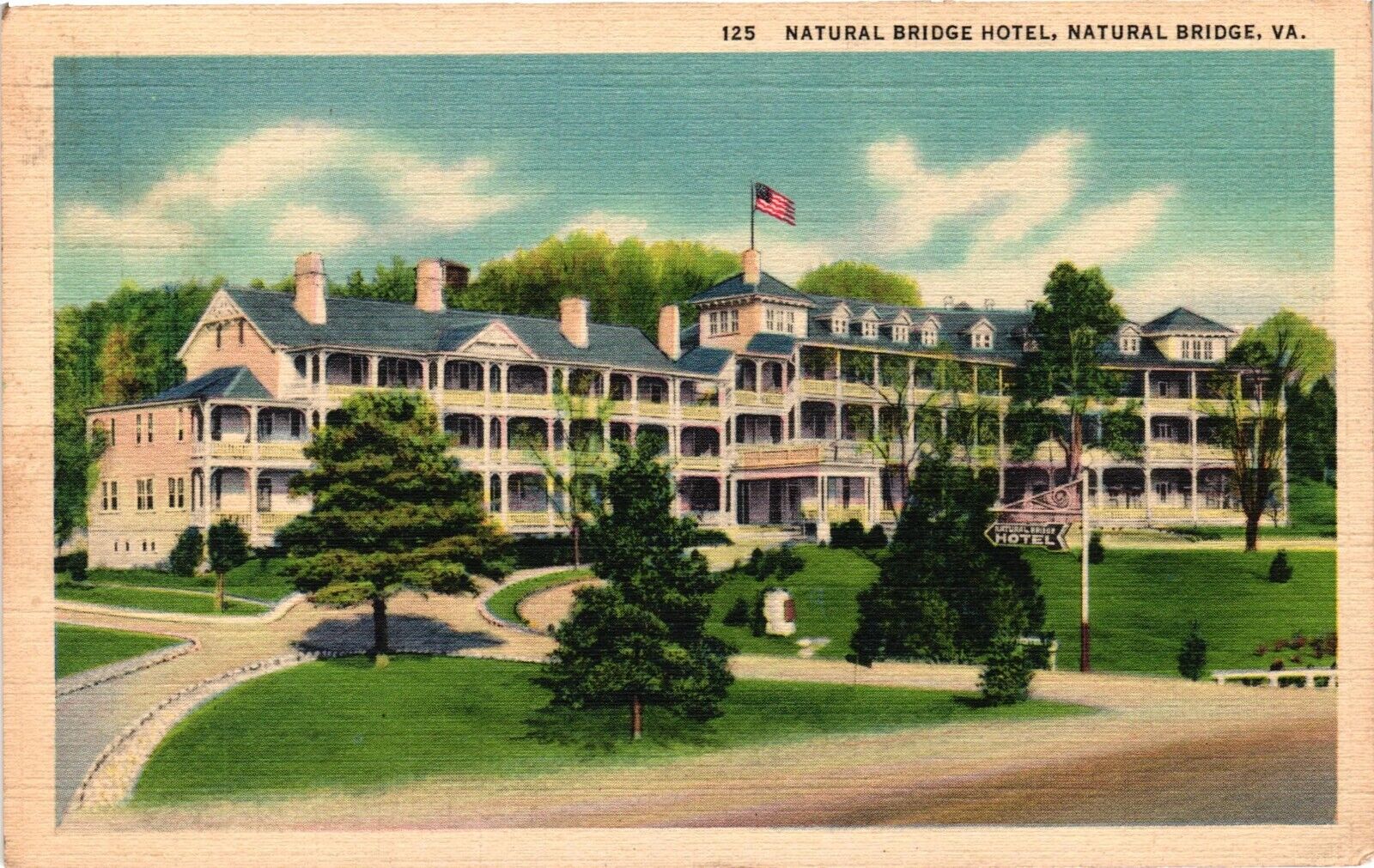 Vintage Postcard - 1940 Natural Bridge Hotel Virginia Posted Linen Rockbridge