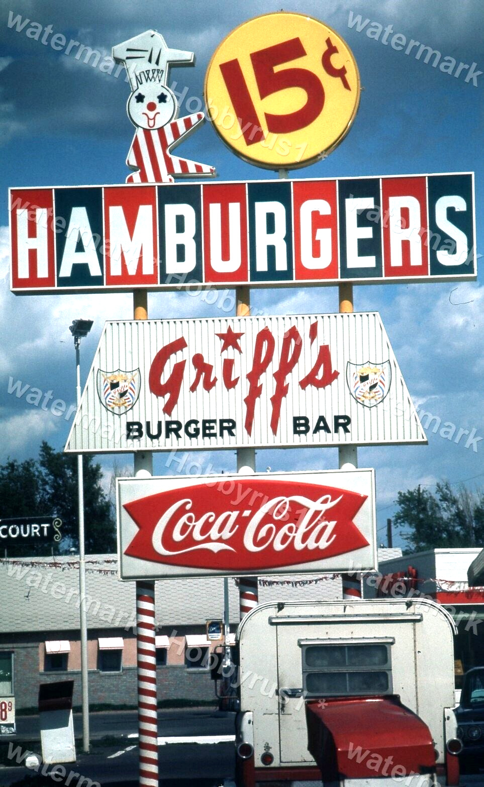 Griff\'s Burger Bar Hamburgers 15cent Coca Cola Ad 1965 Original 35mm Photo Slide