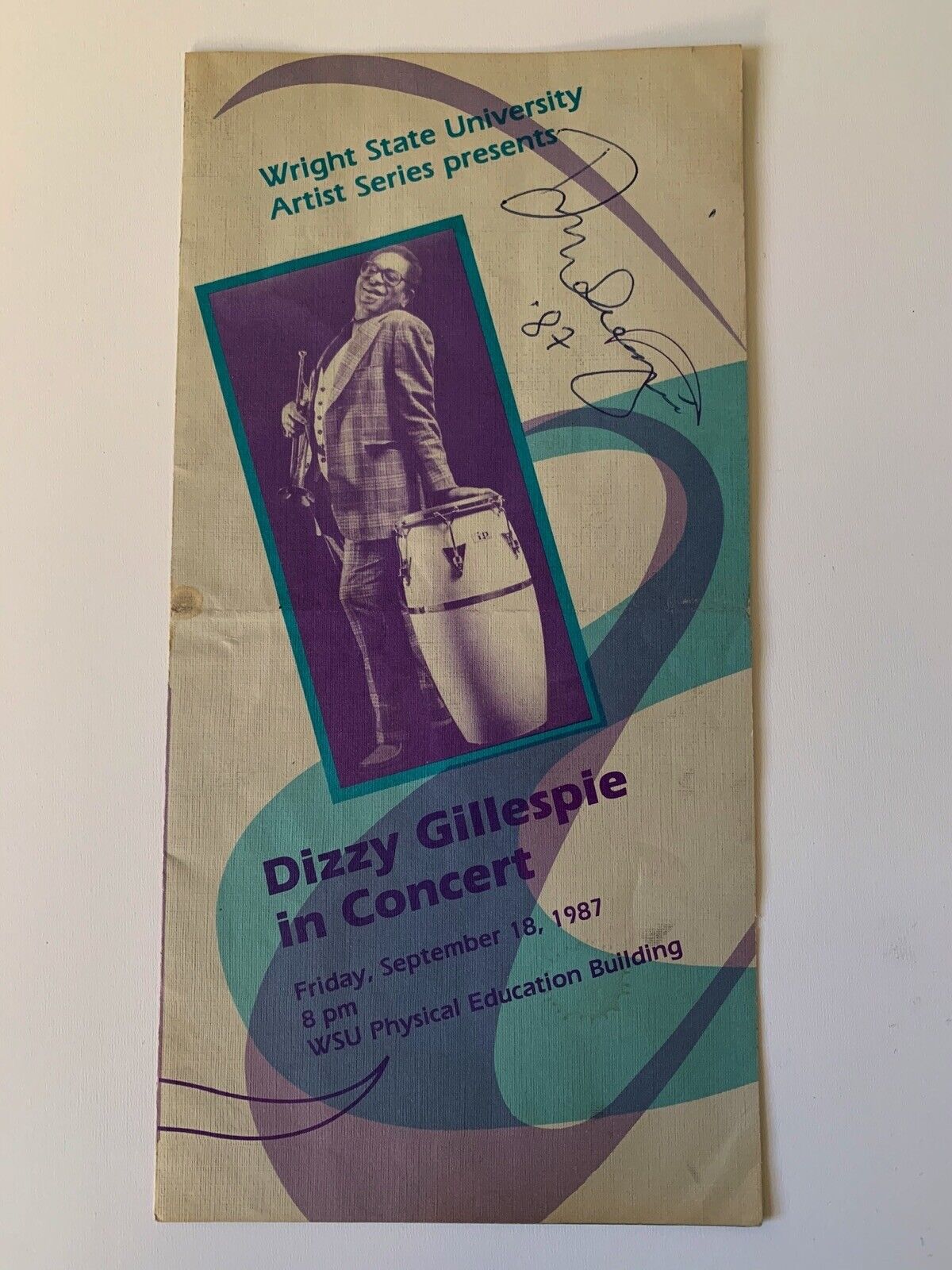 Dizzy Gillespie Signed Autograph Wright State In Concert Pamphlet PSA DNA j2f1c