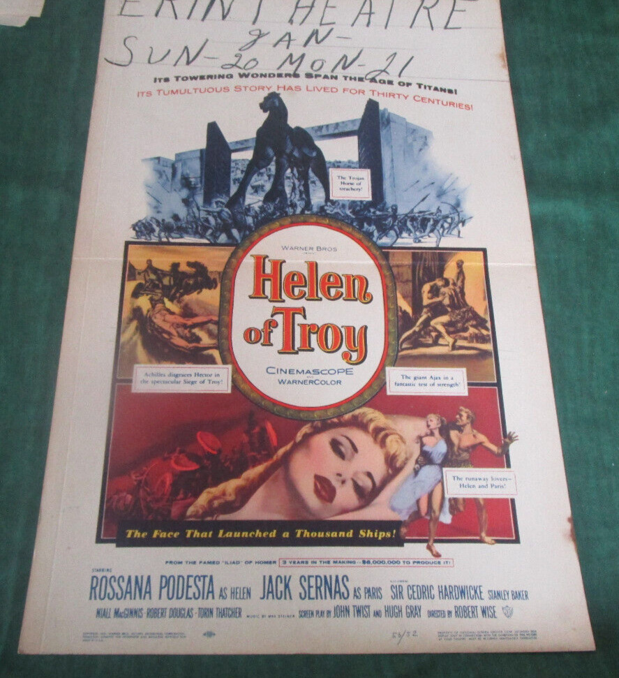 Helen of Troy 1956 insert \\Movie Poster 14x36 Rossana Podesta Great Shape Folded