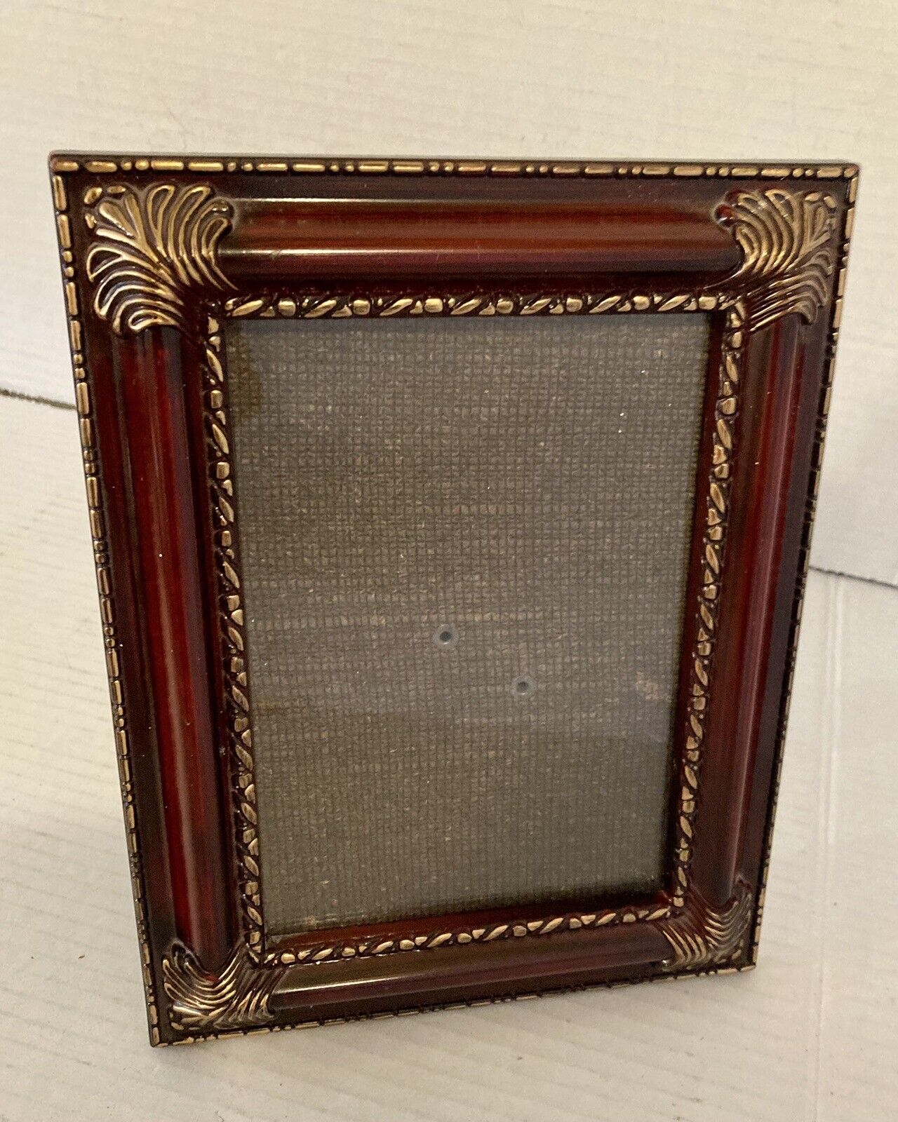 Decorative Vintage Red-Wood Look With Gold Ornate Trim 5 X 7