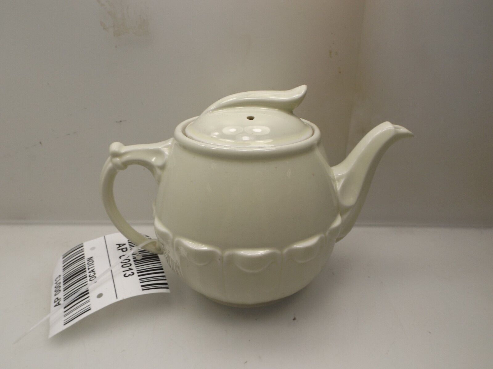 Vintage Off-White Ceramic Teapot
