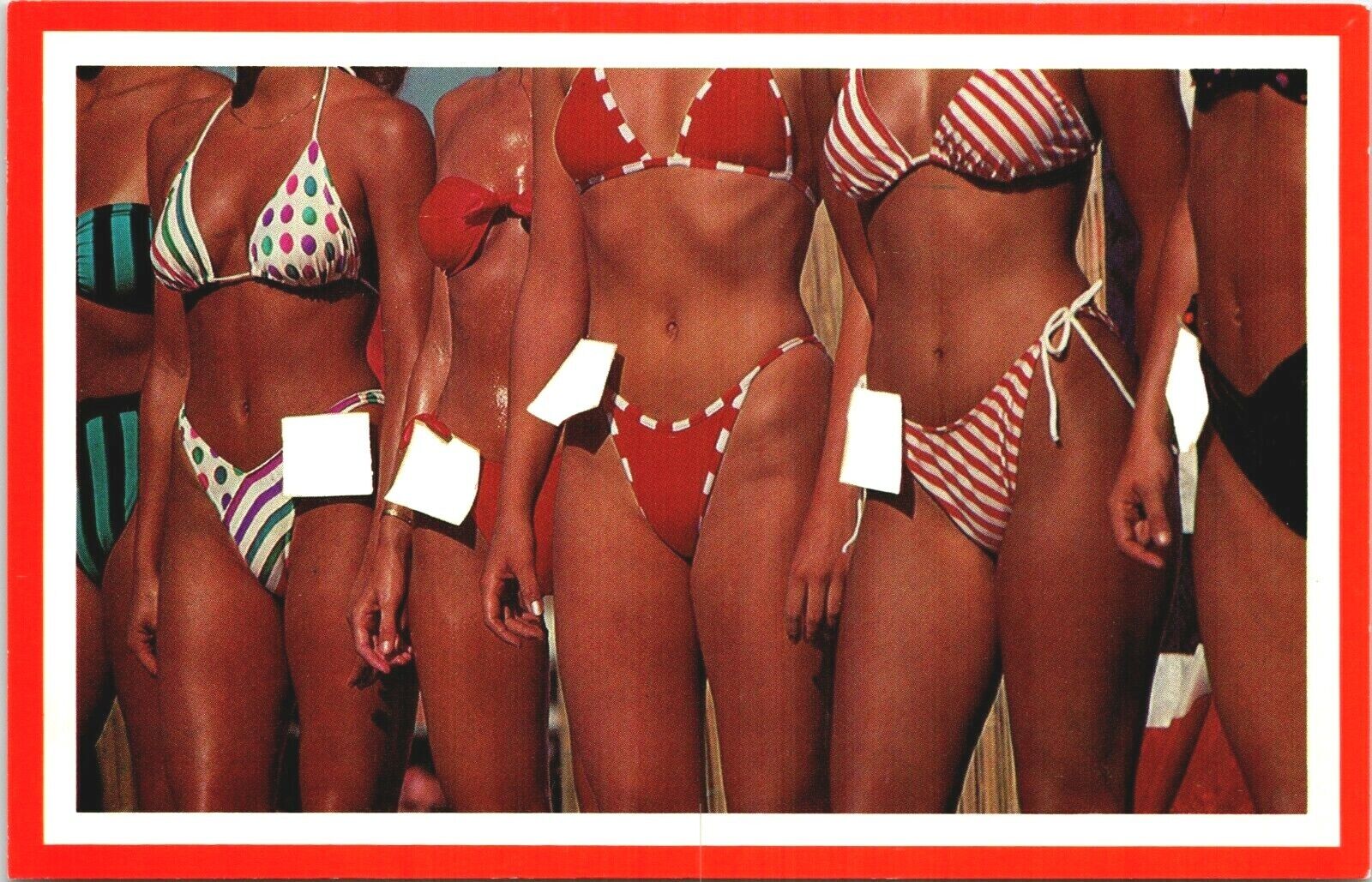 “CALIFORNIA GIRLS” Vintage Postcard 80s BIKINI CONTEST Close Up Beach HOT