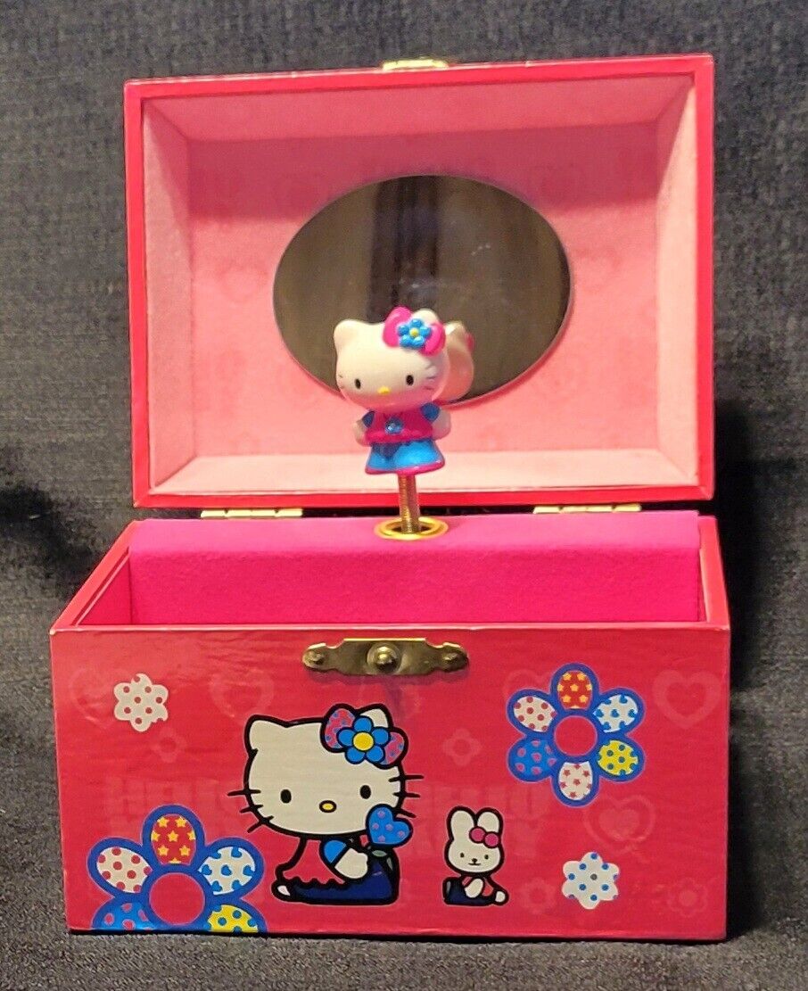 Rare Vintage 1976-2003 Hello Kitty Musical Sanrio Jewelry Box  Mirror-Works