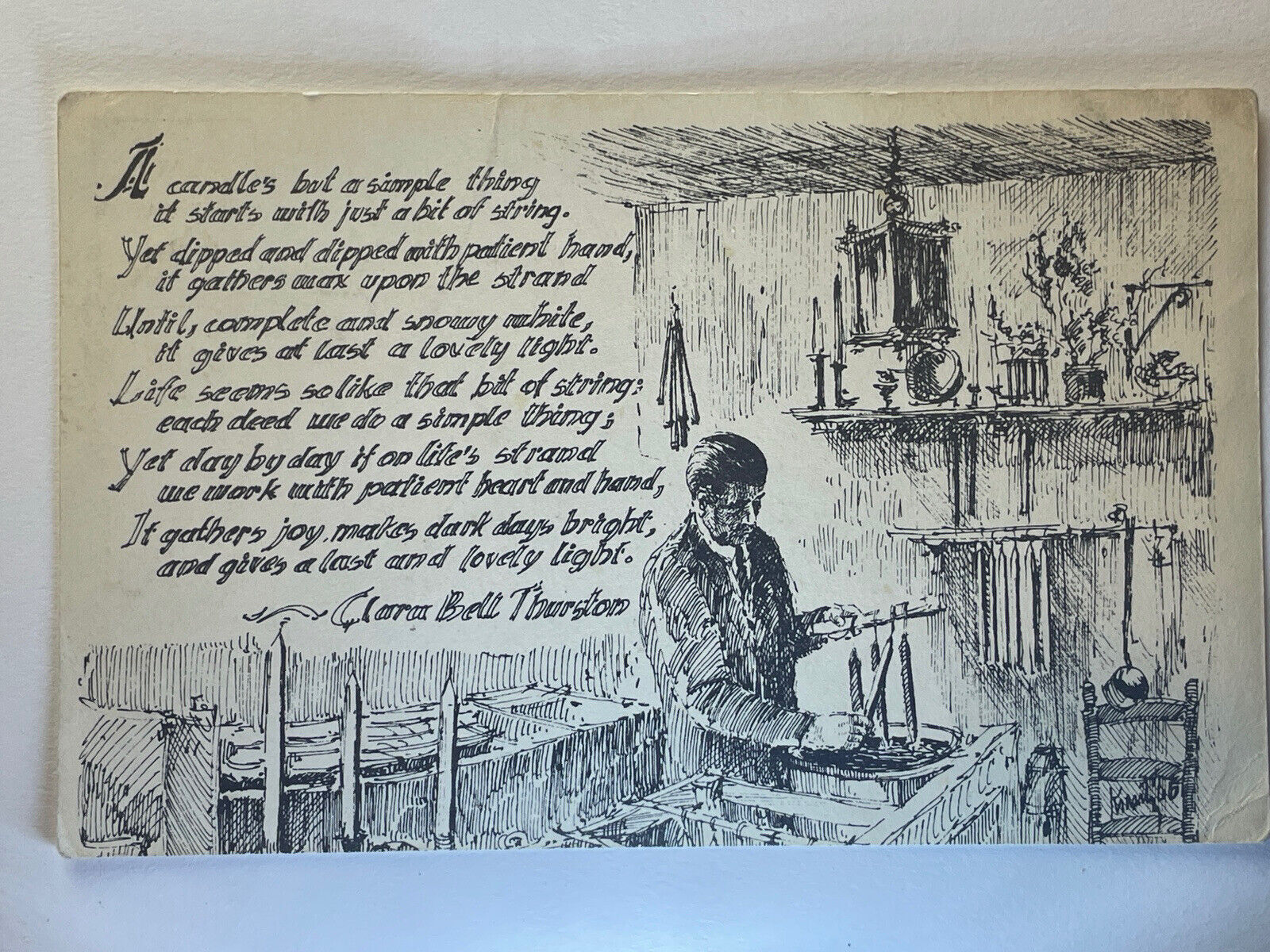 The Latch String Gift  and Candle Shop Postcard Traverse City Michigan Poem PA1